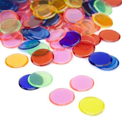 Toyvian Toyvian Colorful Transparent Counters Bingo Counting Bingo Chips Plastic Markers Bingo Game Cards for Kids 120 Pieces