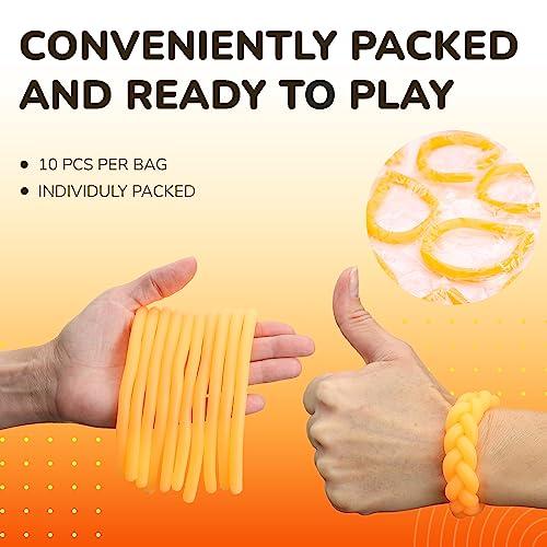 Entervending Monkey Noodle Toys - Stretchy String - 10 Pcs Kids Party Favors Bulk Stretchy Toys - Fidget Noodles Tactile Sensory Toys - Stretchy Strings for Kids
