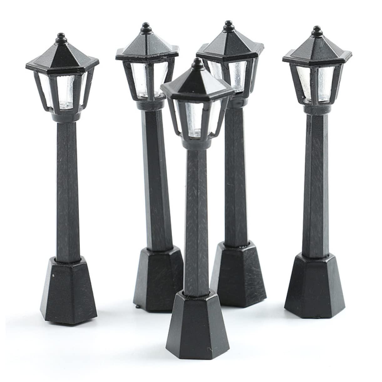 Angoily Angoily 24 Pcs Mini Street Light Mini Street Lamps Post Miniature Christmas Village Railway Train Lamp Model Mini Decor Mini House Fake Street Light Prop Plastic Small Street Light Vintage
