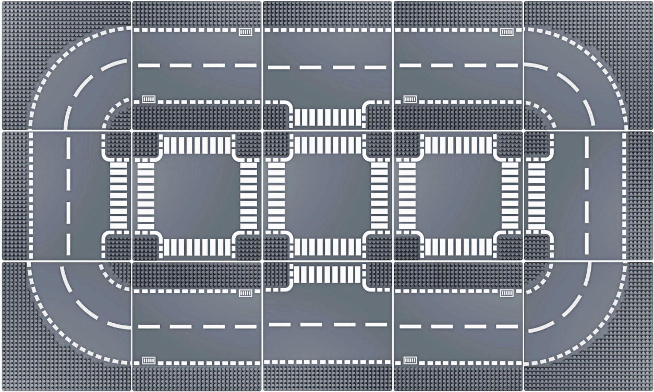 Homikidy Homikidy Road Base Plates for City Road Building Block,15 City Street Plates, 10\"x10\"Road Baseplates for City Street