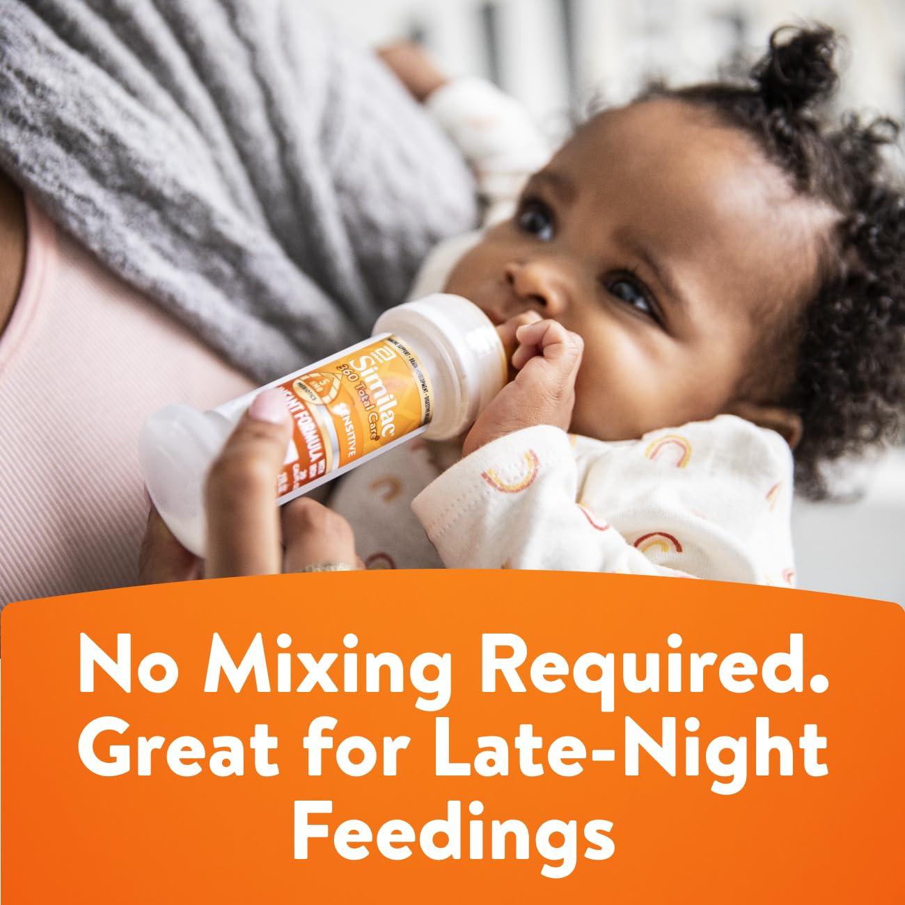 Similac Similac 360 Total Care Sensitive Infant Formula for Fussiness & Gas Due to Lactose Sensitivity, Has 5 HMO Prebiotics, Non-GMO, Baby Formula, Ready to Feed, 2-fl-oz Bottle, Pack of 12