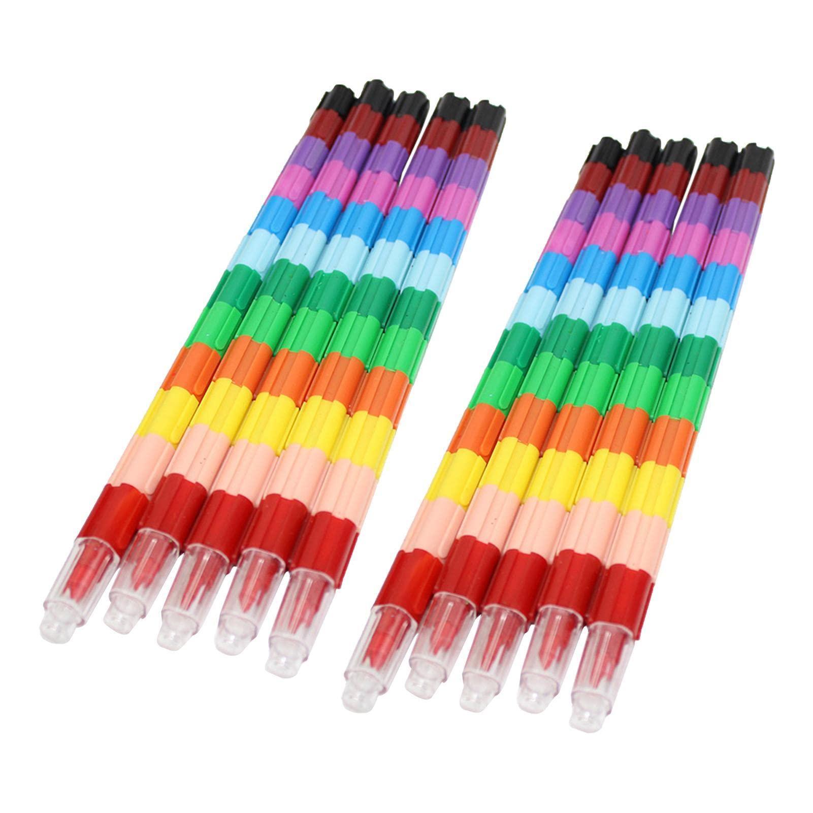 Refer to description Stackable Pencil Crayon Set | Rainbow Colored Pencils | Stackable Colored Pencils, 12-Color Pencil Supplies, Rainbow Art Supplies for Kids, Rainbow Coloring Pencils for Kids