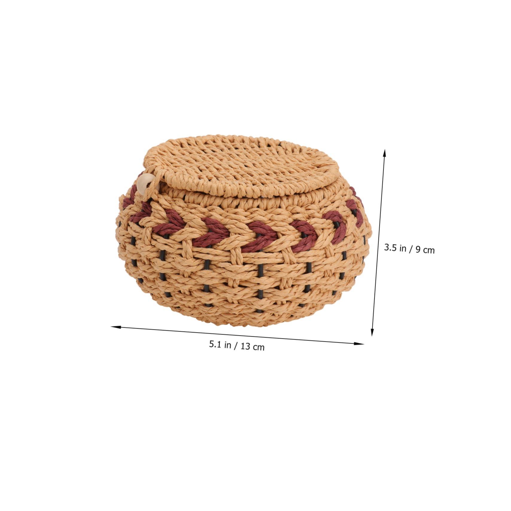 Abaodam Abaodam 2pcs Straw Pot Go Jewelery Organizer Wooden Chess Board Wicker Bin Chess Storage Jar Work Desk Accessories Weaving Simple Jar Jewelry Ring Holder Pantry Grass Storage Tank to Weave