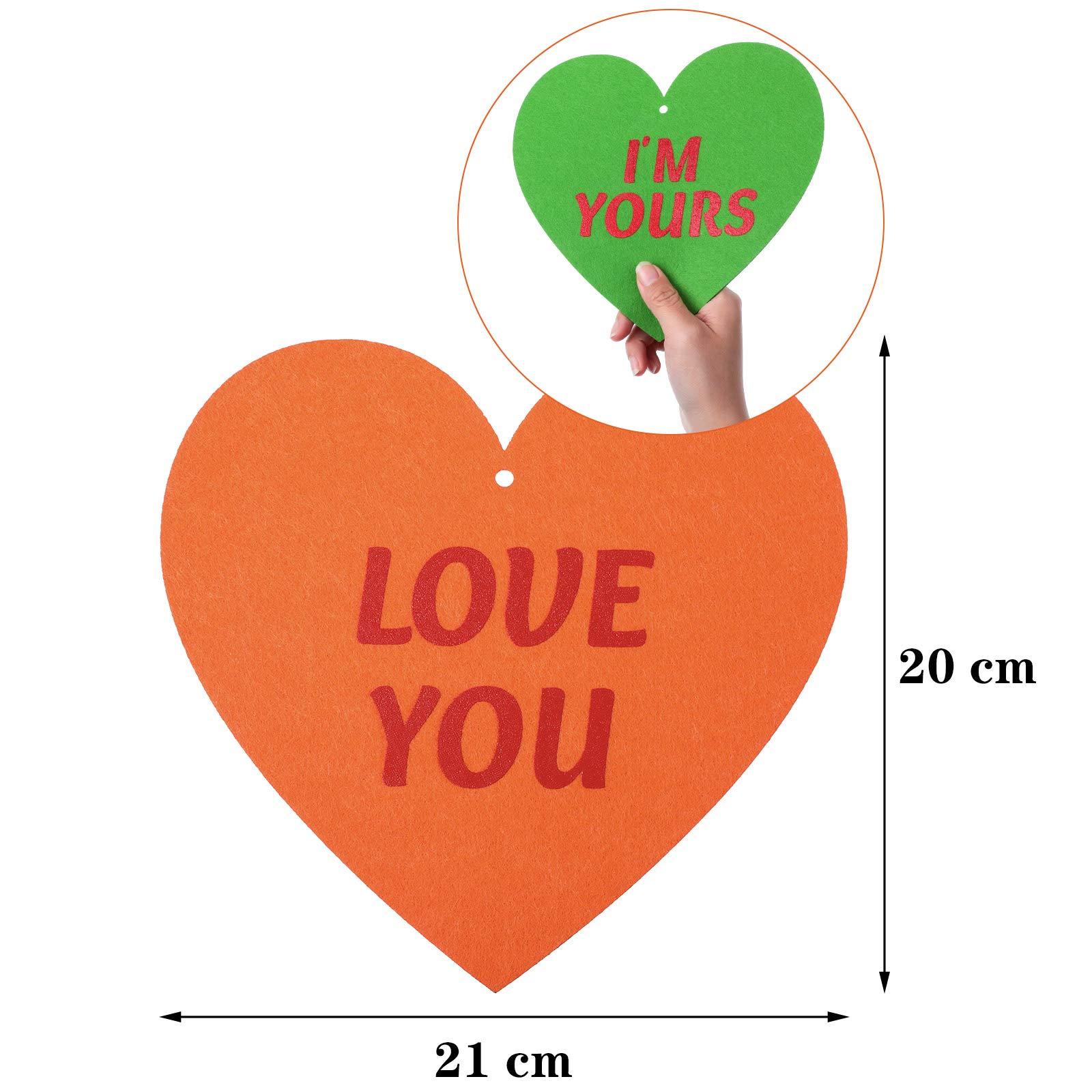 Tatuo Tatuo 16 Pieces Valentine Felt Conversation Hearts Garlands Decorations Double Sided Letter Hanging Candy Heart for Tree Party Supplies, 8.3 Inches