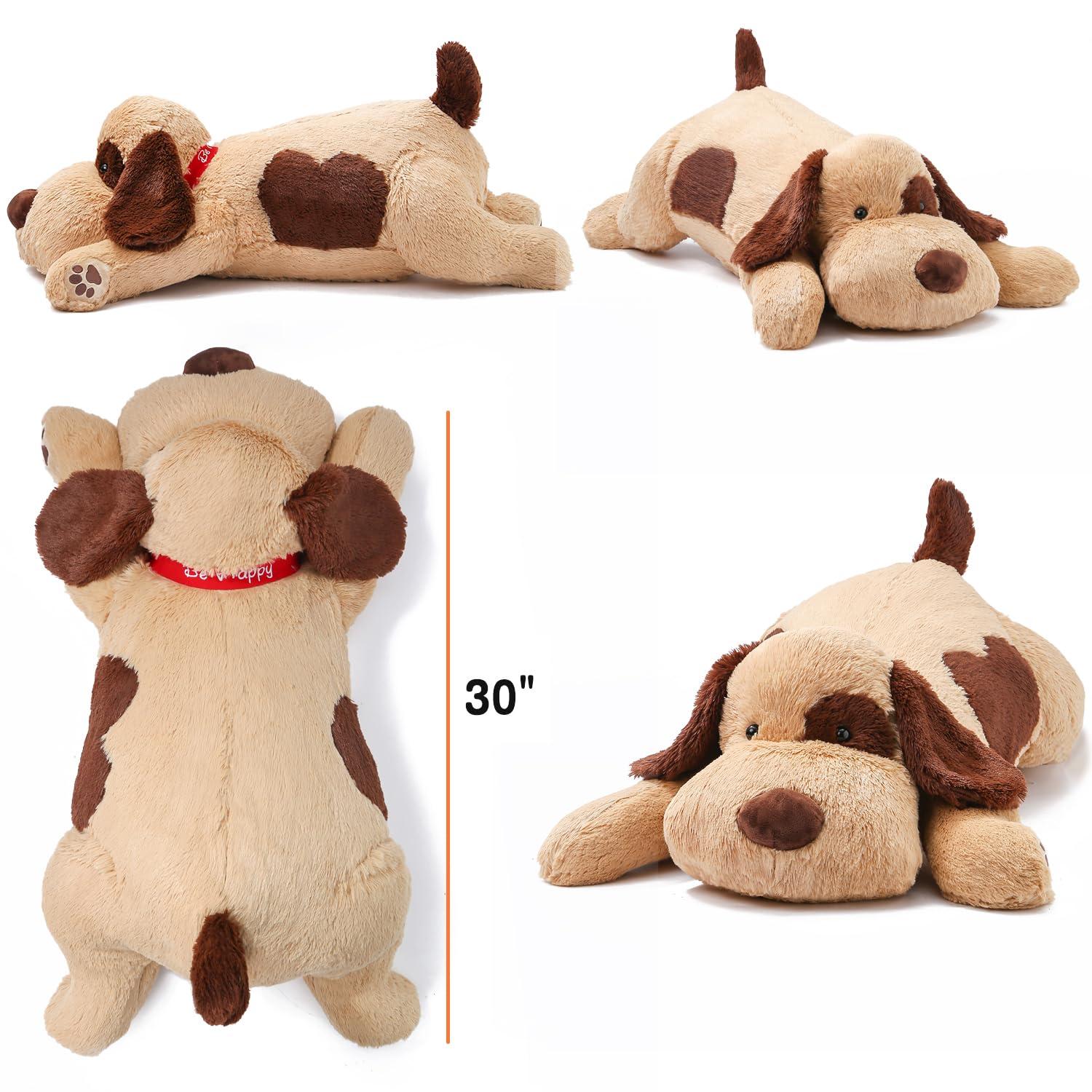 ZPIUU ZPIUU Brown Dog Weighted Stuffed Animals, 30 Inch 5.5 lbs Weighted Plush Animals, Soft Big Puppy Plush Pillow Toy, Gifts for Kids, Boys and Girls Adults (30\" 5.5lbs)