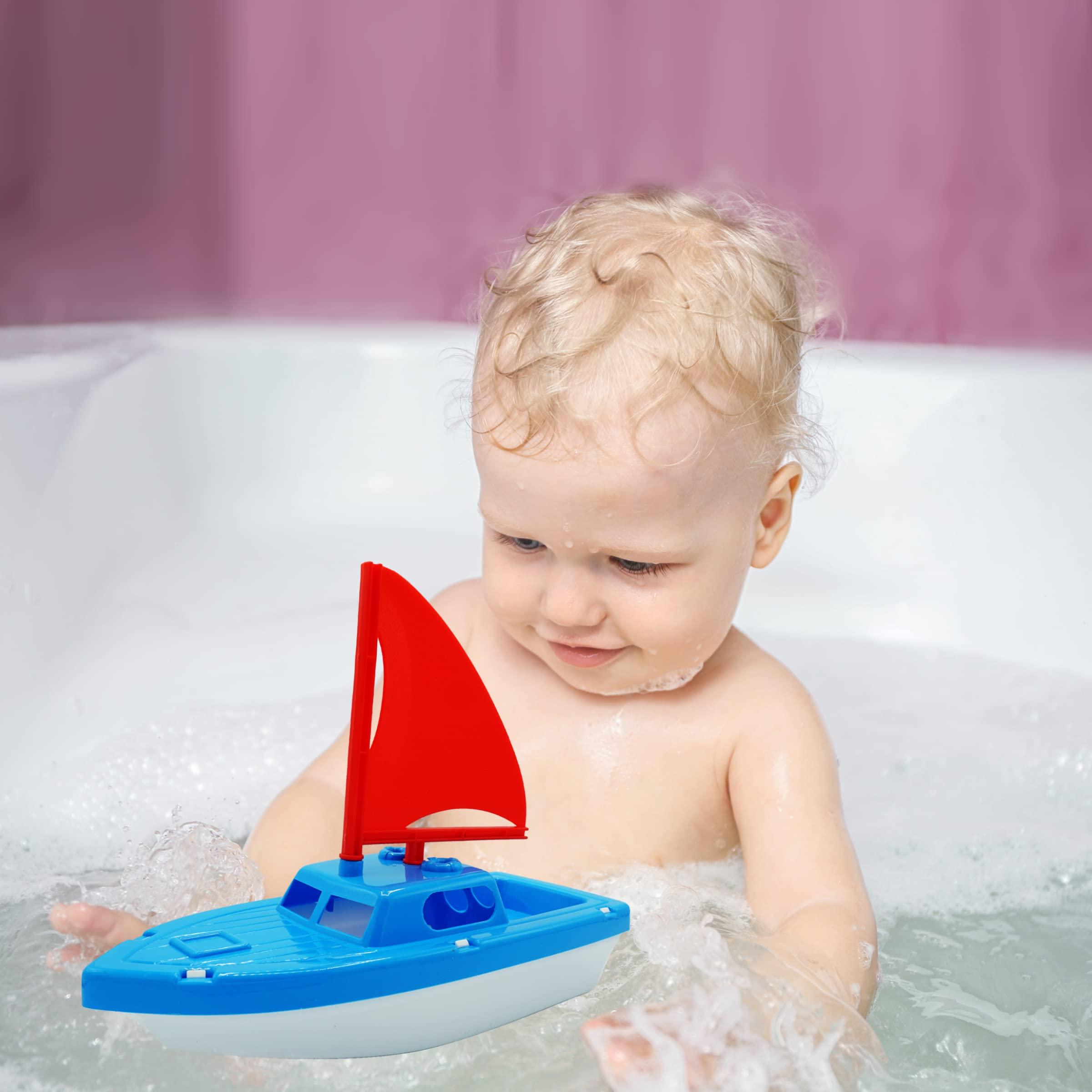 4E\'s Novelty Toy Boat Bath Toys for Kids & Toddlers 3 Pack - Large 10\" Floating Toy Boats for Bathtub, Kids Pool Toys, Beach Toys Outdoor Water Play by 4E\'s Novelty