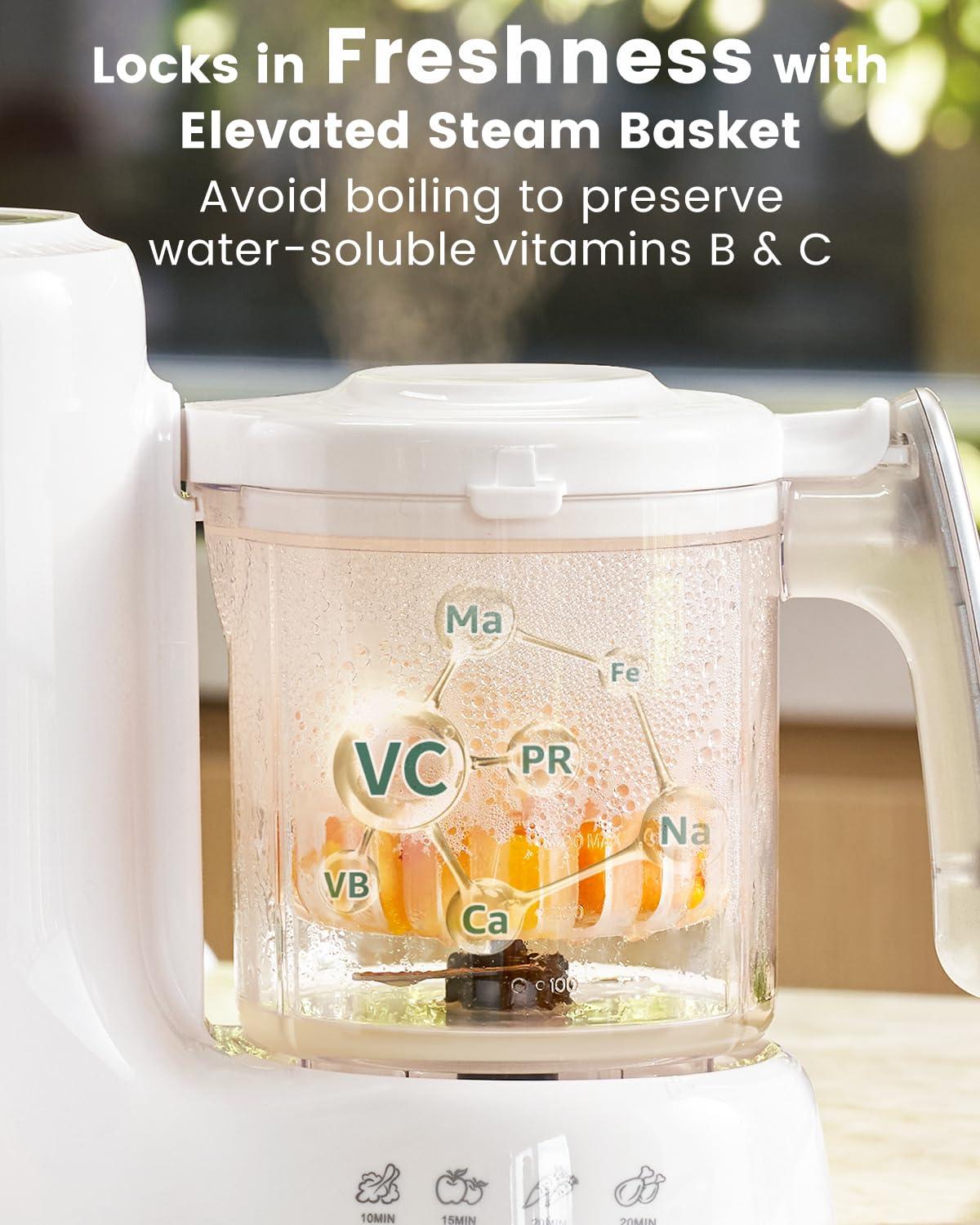 GROWNSY GROWNSY Baby Food Maker with Steam Basket, One Step Baby Food Processor Steamer Puree Blender Grinder Mills Machine, Auto Cooking Grinding and Sterili-zing for Healthy Homemade Baby Food, BPA-Free