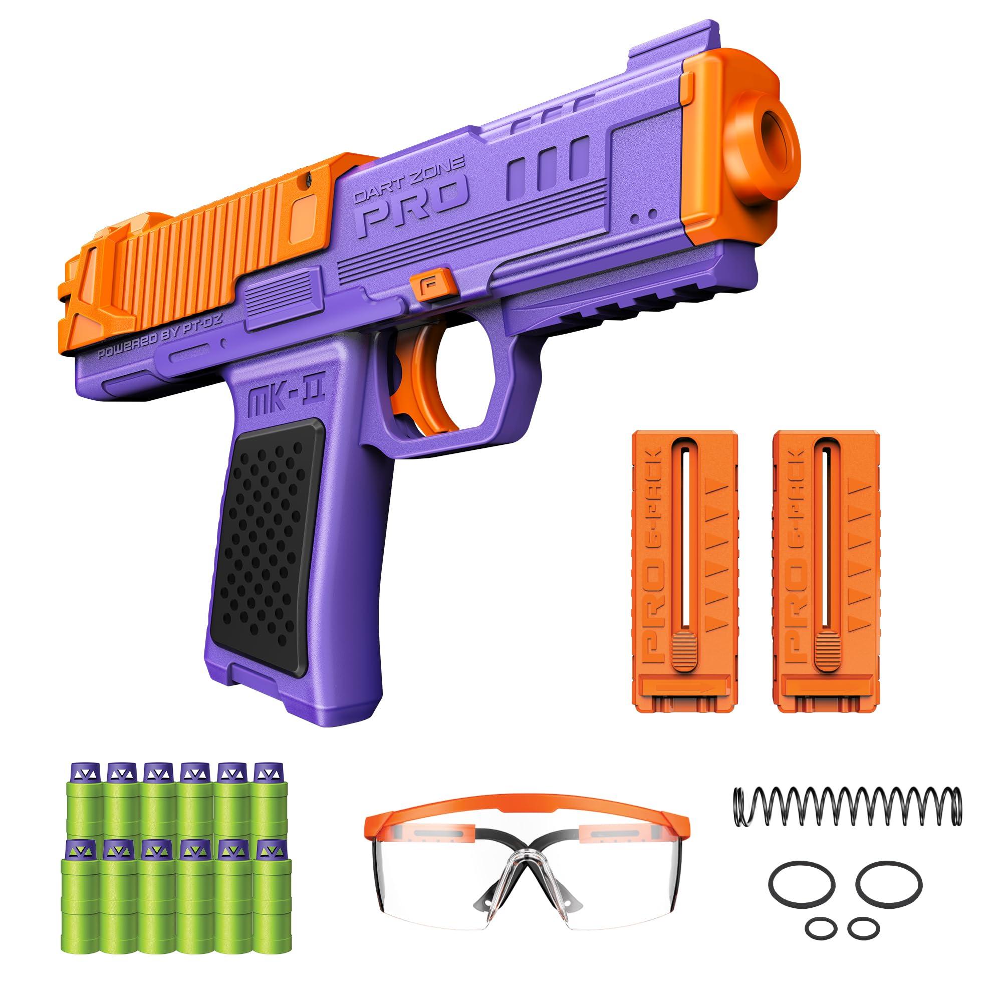 DART ZONE DART ZONE Pro-Series MK-2 120 FPS Foam Blaster for Adults, Teens - Soft Bullet Blaster Ages 14+ with 18 Half Length Darts, 2 Mags & Holsters Red Toy Pistol Blaster 120 ft Range