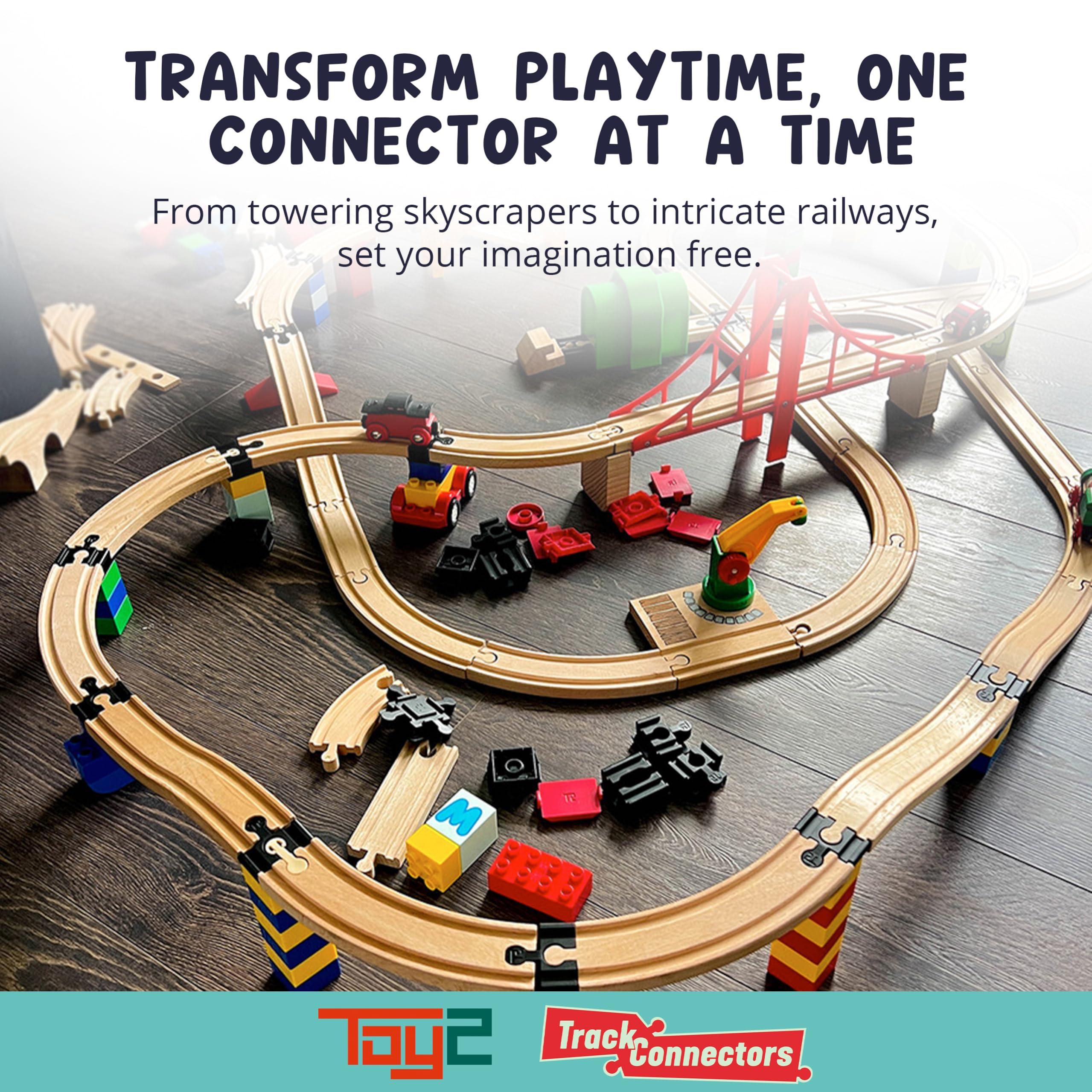 TOY2 TOY2 Wooden Train Track Accessories - Track Connectors for Wooden Train Set & Building Bricks - Educational Toys for Stem Bins, Toy Building Sets & Learning Games Track Connectors Slopes, 20 pcs