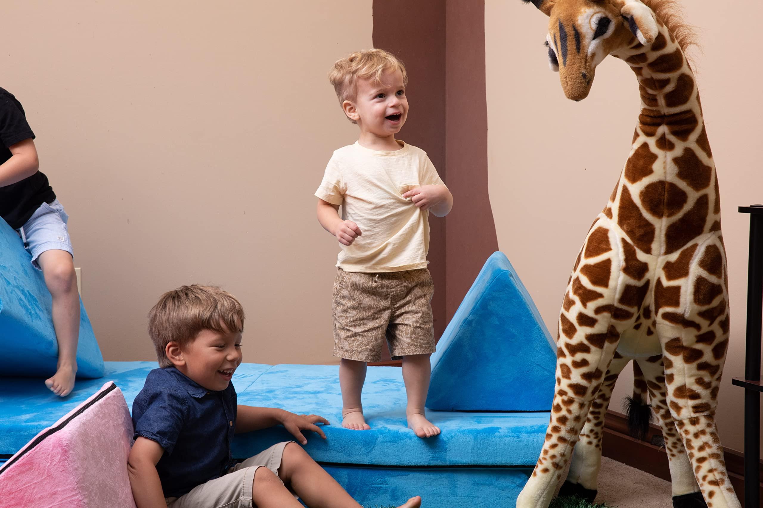 JOEY CO. Kids Foam Play Couch 6PCS, Modular Floor Sofa for Kids and Adults, Playhouse Play Set for Toddlers (32\" x 66\" x 22.25\") (Cherry - Cuddle Fur)