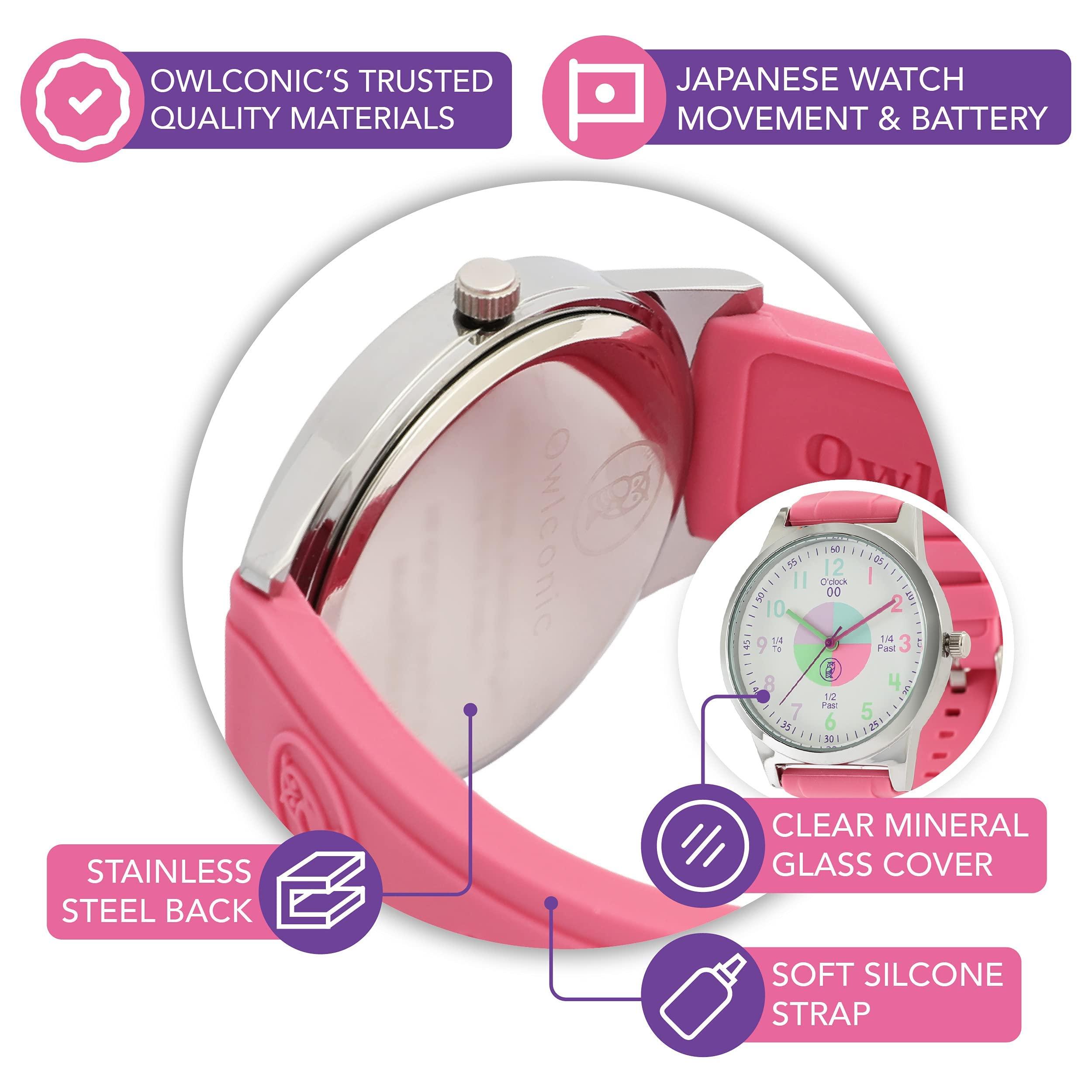 OWLCONIC OWLCONIC Telling Time Teaching Clock - Bundled with Kids Watch. Learn to Tell Time Resources. Pink