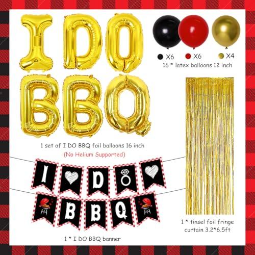 Wonmelody BBQ Bachelorette Decorations, I Do BBQ Decorations - Banner, Diamond Ring, Barbeque Pig Foil Balloon for Better be Quick Engagement Bridal Shower Party Supplies with Tinsel Curtain Backdrop