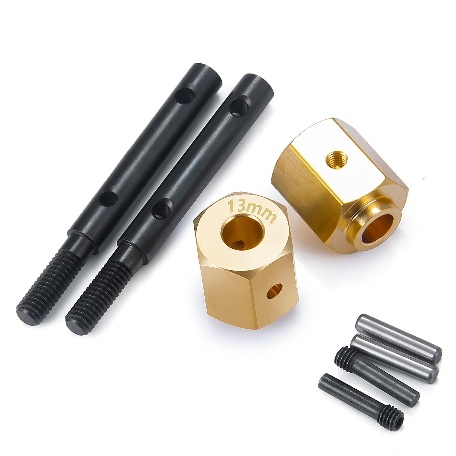 MORLORDY MORLORDY RC Portal Drive Stub Axle 13mm Extension Brass Hex Adaptor Set for 1/10 Scale RC Crawler Car SCX10 III AXI03007 JLU AXI030068 Gladiator AXI03027 Base Camp Upgrades