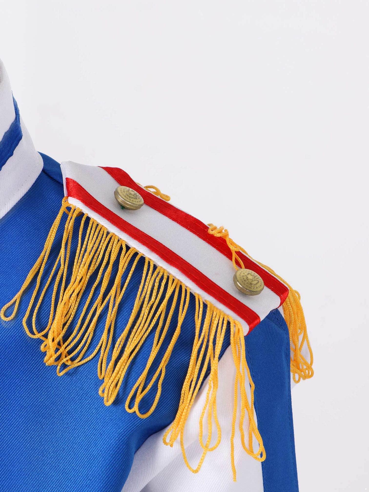 MSemis MSemis Unisex Girls Boys Deluxe Marching Band Uniform Sets Royal Guard Show Festival Costume Type B Blue 9-10 Years