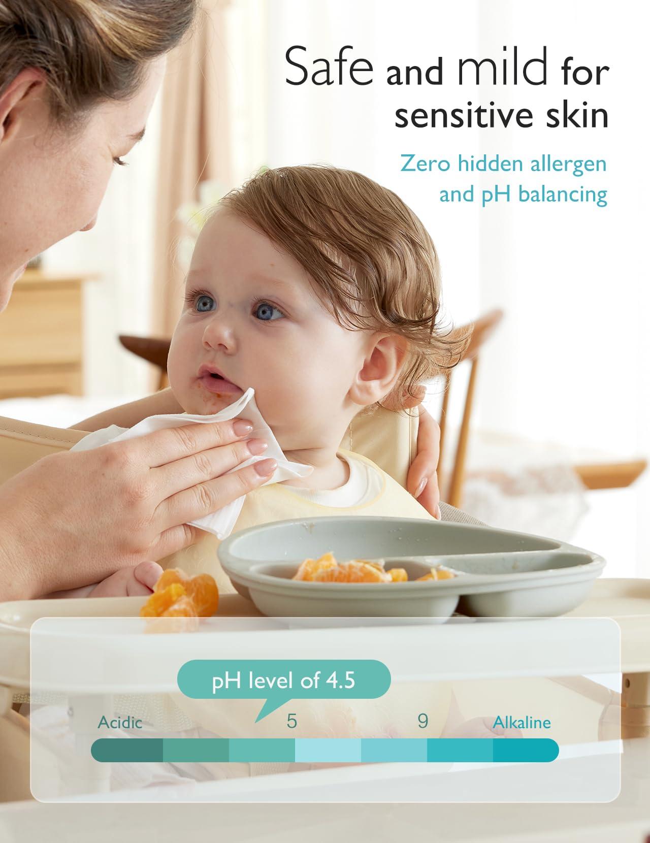 Momcozy Baby Wipes, Momcozy Water Wipes-Extra Large Size Design, 99% Water Based Wipes, Unscented & Hypoallergenic, Cleansing & Moisturizing Baby Wipes for Sensitive Skin, 12 Flip-Top Packs (720 Wipes Total)