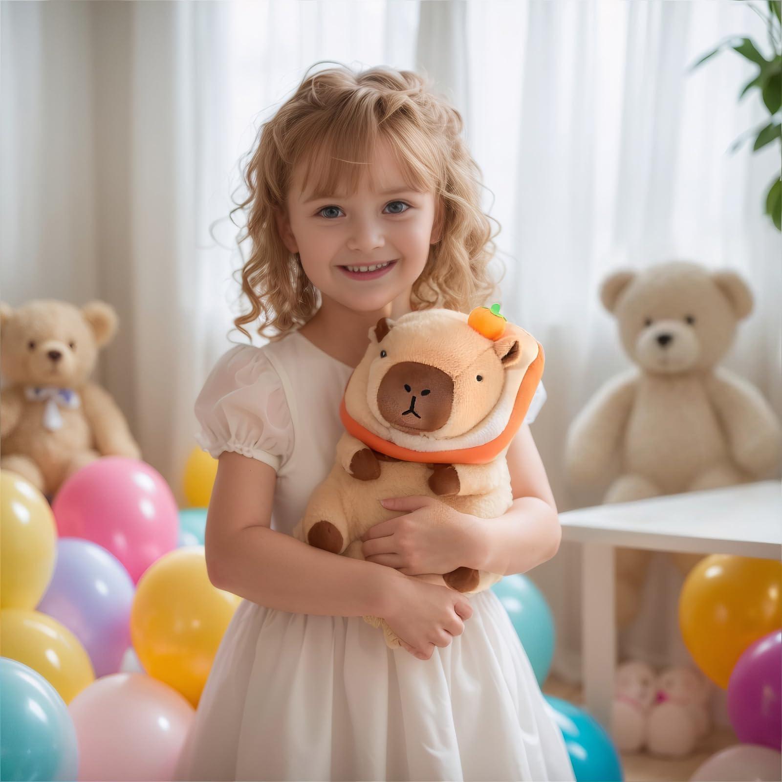 NXNYNZ NXNYNZ Cute Capybara Plush Pillow with Bread Kawaii Soft Orange Capybara Stuffed Aniamls Capybara Plush Toys Hugging Gifts Kids Girls Boys 12 inch