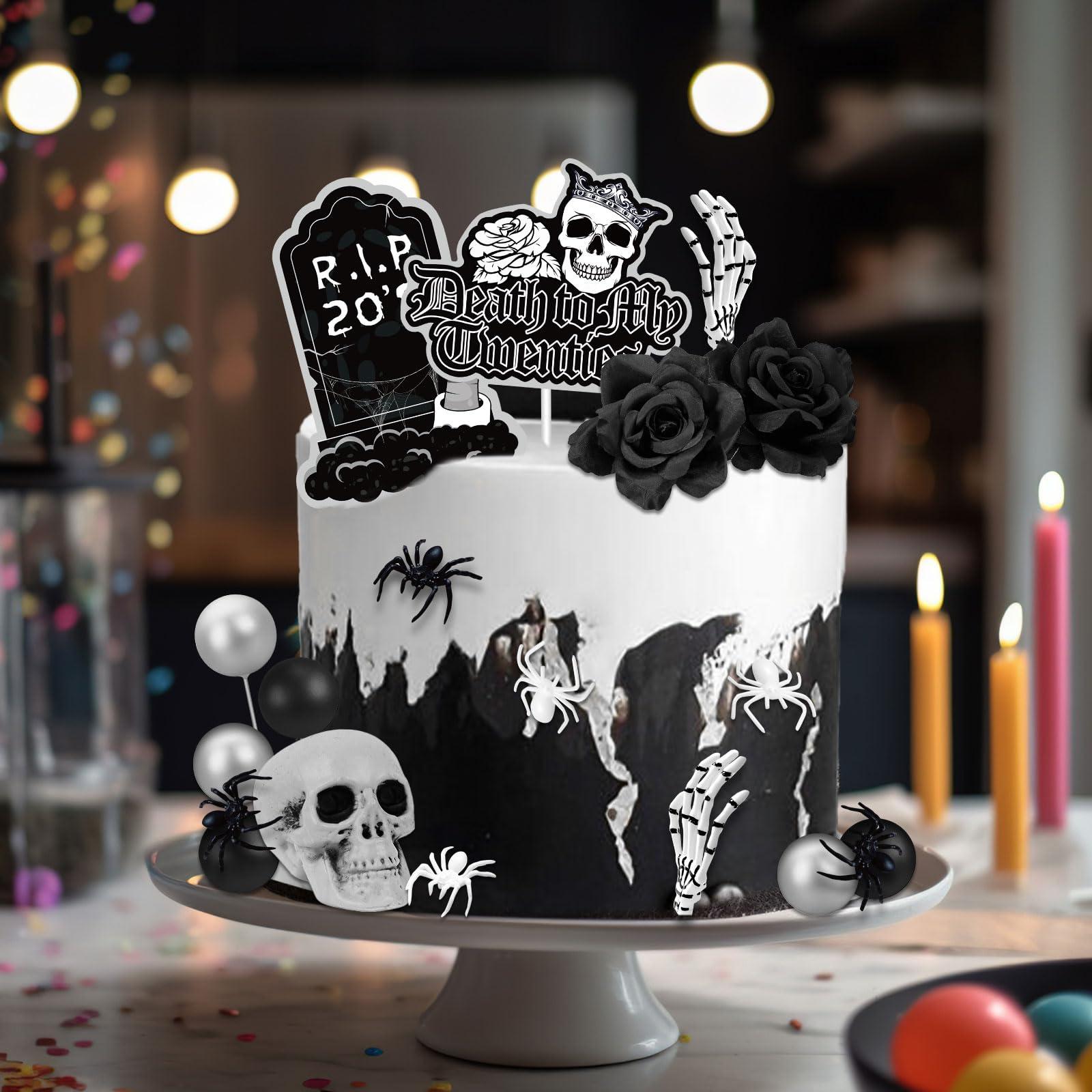 TSVATE Death to My 20s Cake Topper, 30th Birthday Cake Topper, Rip to My 20s Cake Topper Funeral Black Cake Decorations, Death to My 20s Decorations 30th birthday Decorations for Her Him Dirty 30 Cake Topper