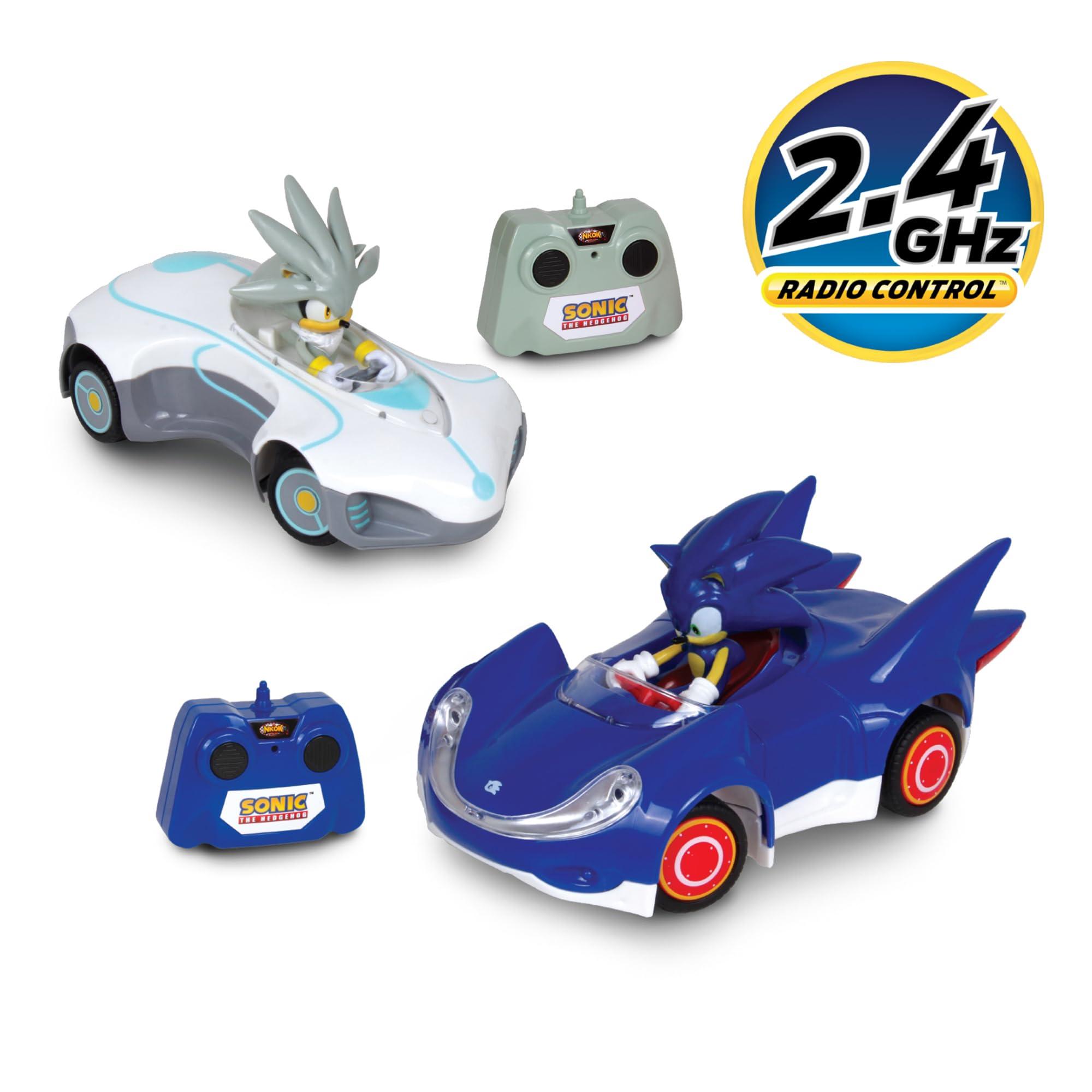 NKOK NKOK 1/28 Scale 2.4GHz RC Sonic 2PK RC Sonic & Silver; Officially Licensed; Full Function Radio Control; Detailed 6.5 Vehicle and Character; Grippy Tires; Adjustable Front Wheels