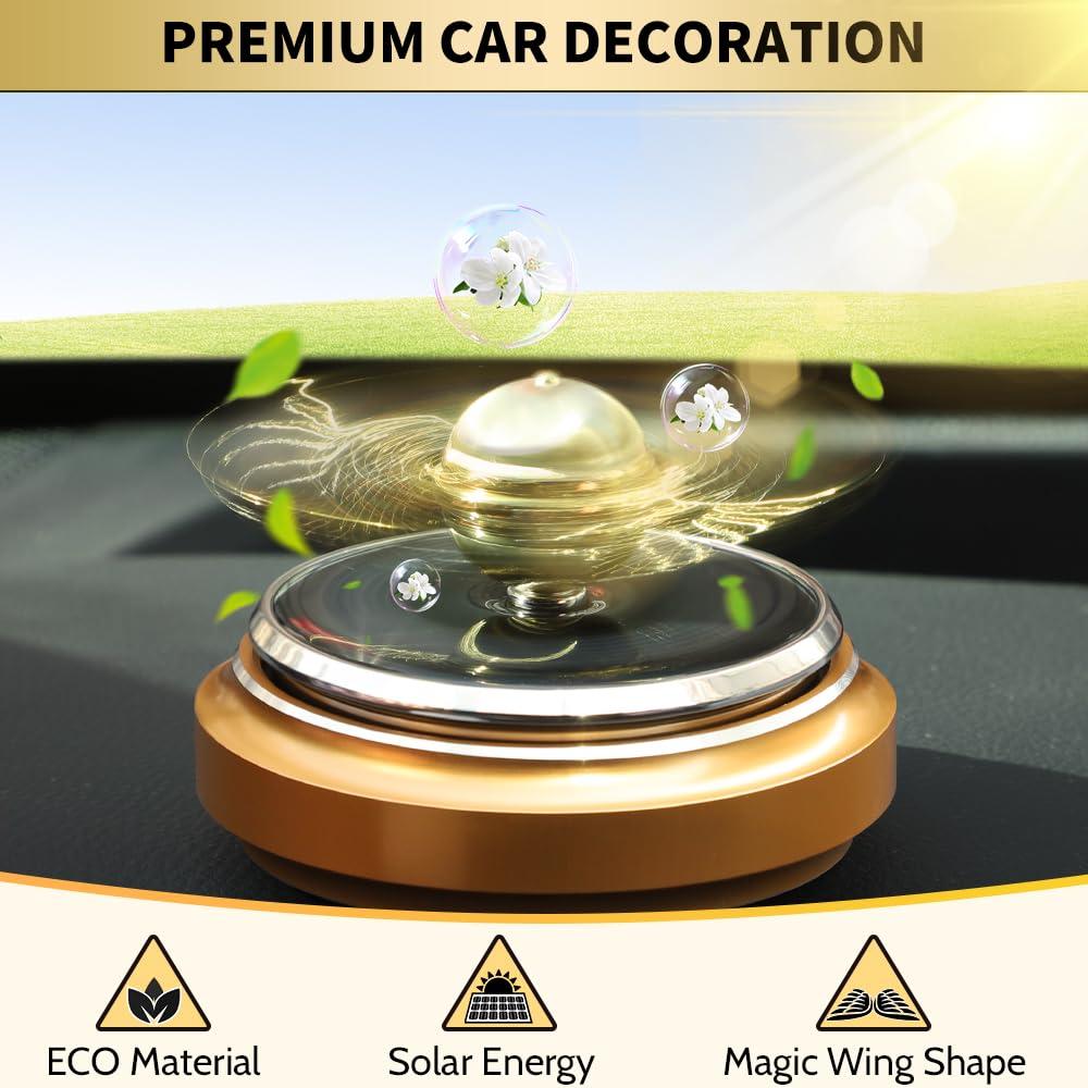 Mechaniker Golden Fidget Spinner Solar Energy Toy, Car Air Freshener Dashboard Decoration Powered by Sunshine, Cool Science Kit Spinning Ball Toy with Solar Panels, Premium Gift for Boyfriend Men Women