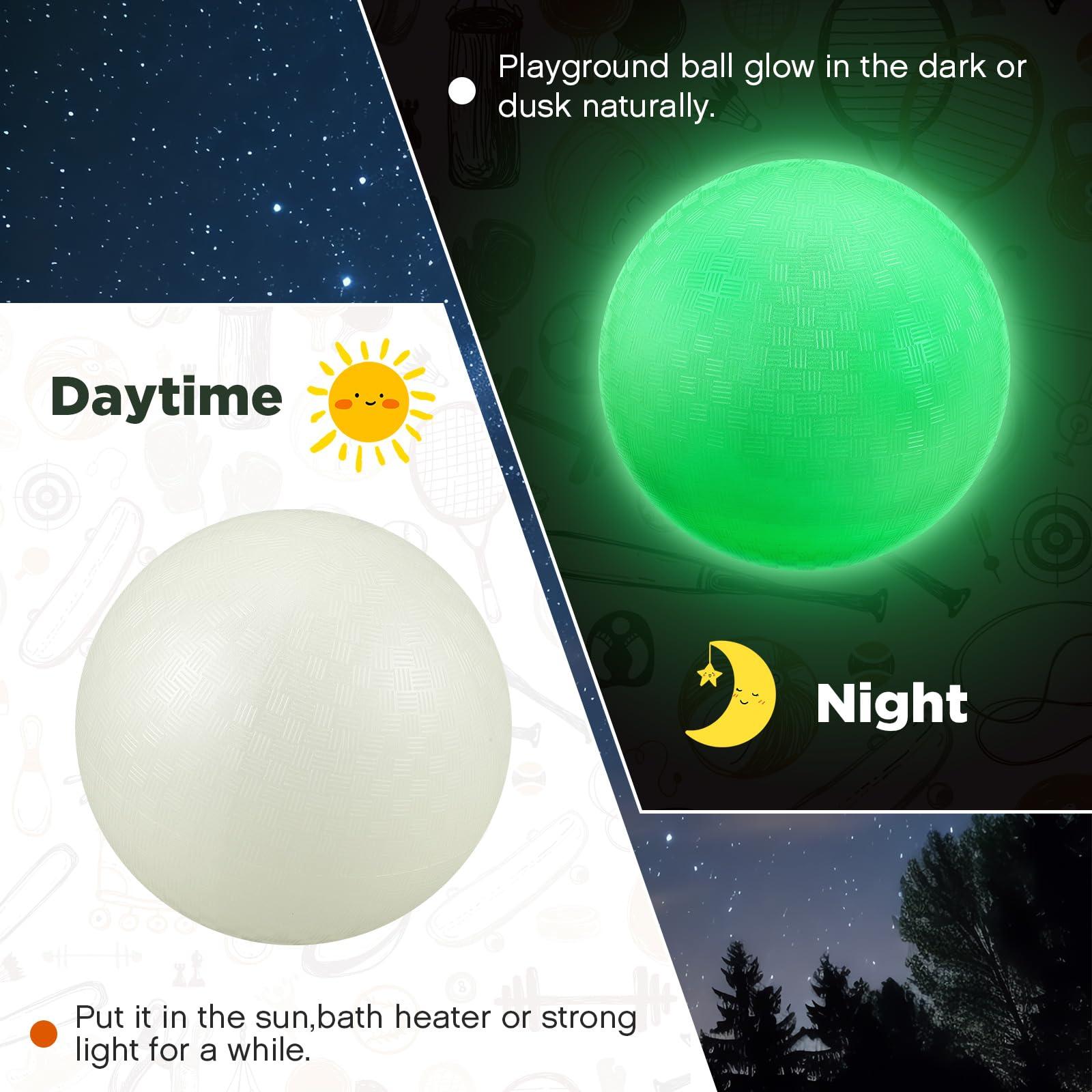 Libima Libima 6 Pcs 8.5 Inches Glow in The Dark Kickballs Dodgeballs Light up Playground Ball Bouncy Balls with Pump for Kids Adults Playground School Backyard Game Outdoor Glow in The Dark Games