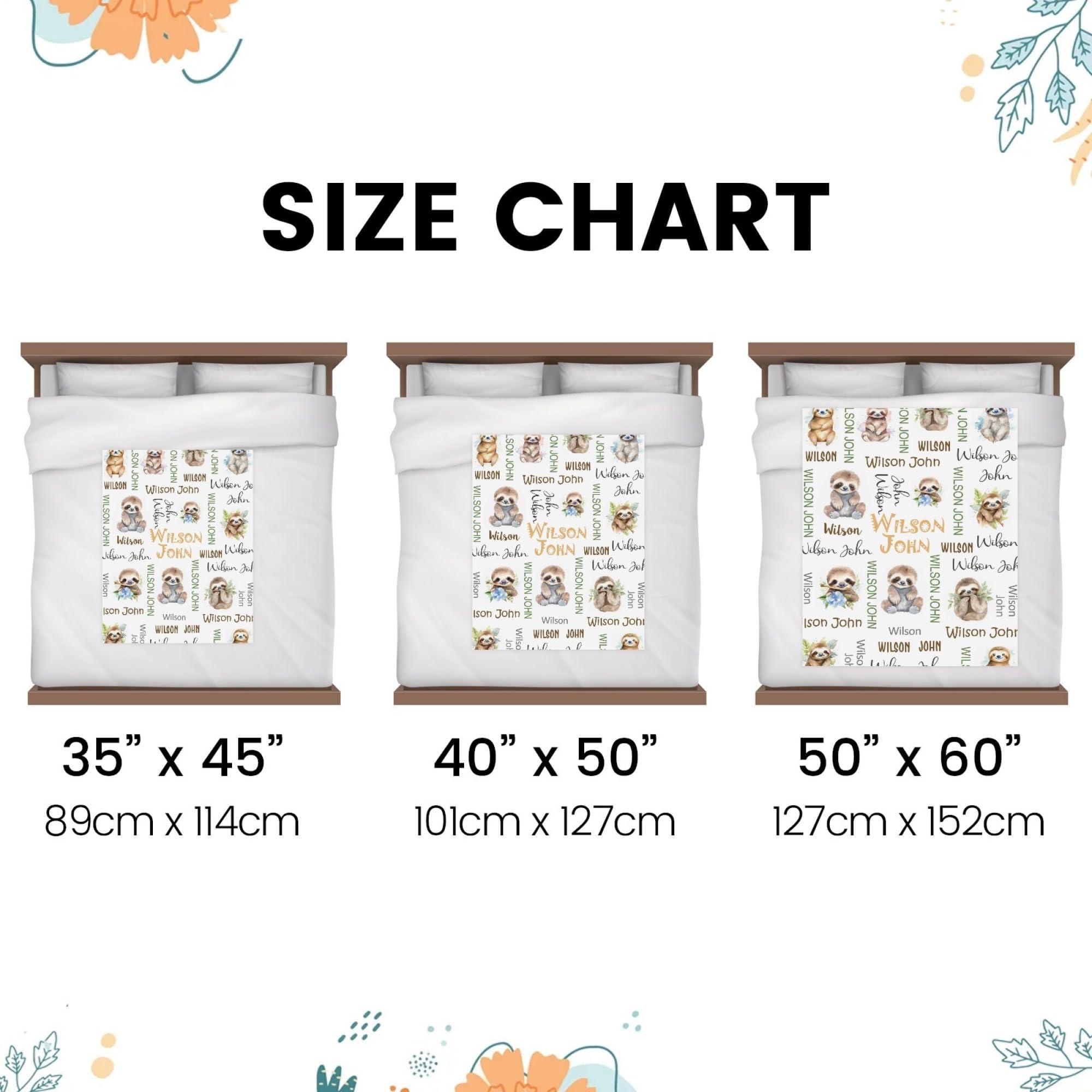 Novusopt Customized Sloth Baby Blanket with Name Double Layer Soft Plush Minky Baby Blanket Dotted Backing Personalized Baby Blankets for Girls Kids Nursery Newborn Toddler Receiving Blankets Girl