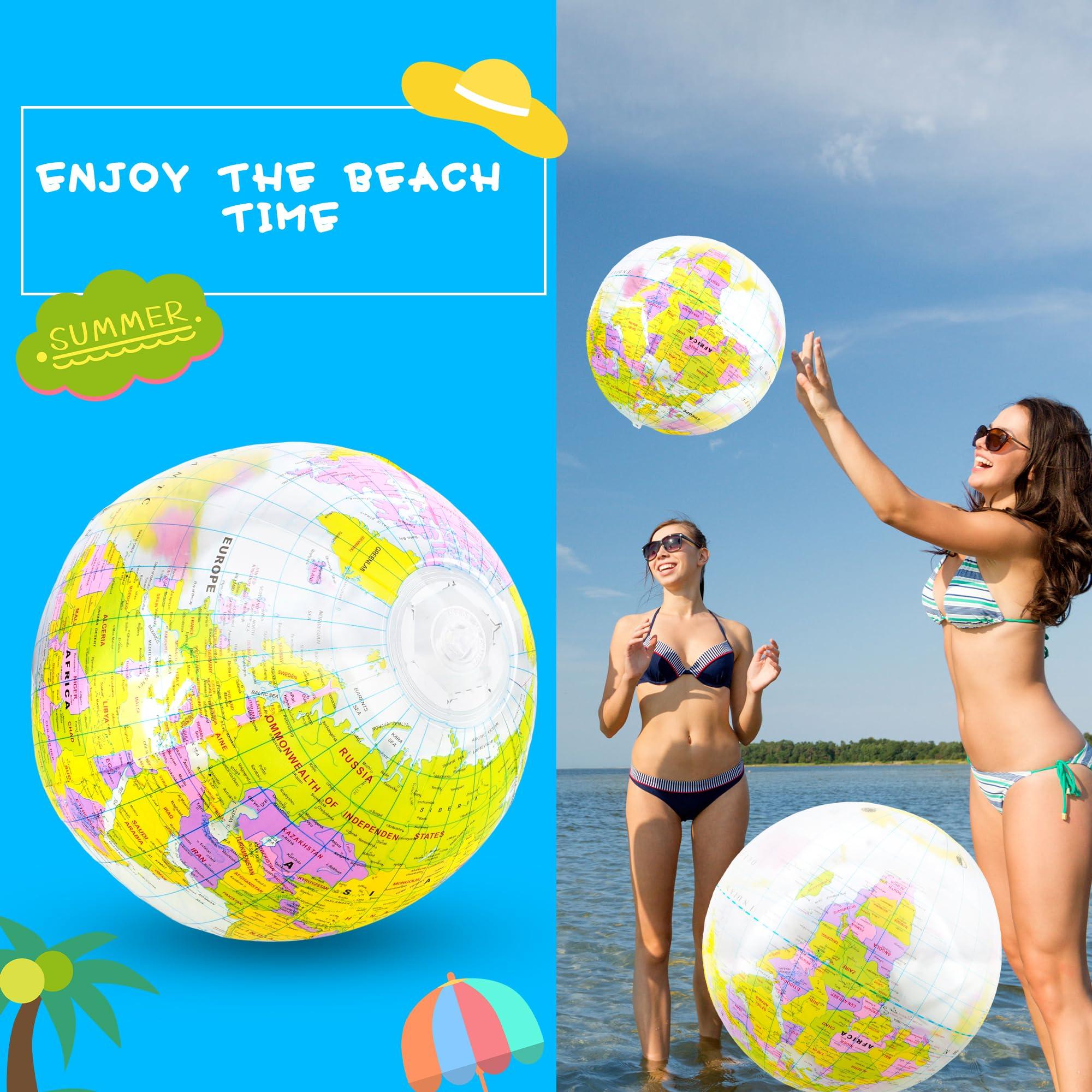 Feradny Feradny 16 inches Inflatable Globe Blow up World Globe PVC Earth Beach Ball Globe Toys for Kids Swimming Pool Game Classroom Playing or Teaching Party Favors Decorations (36)