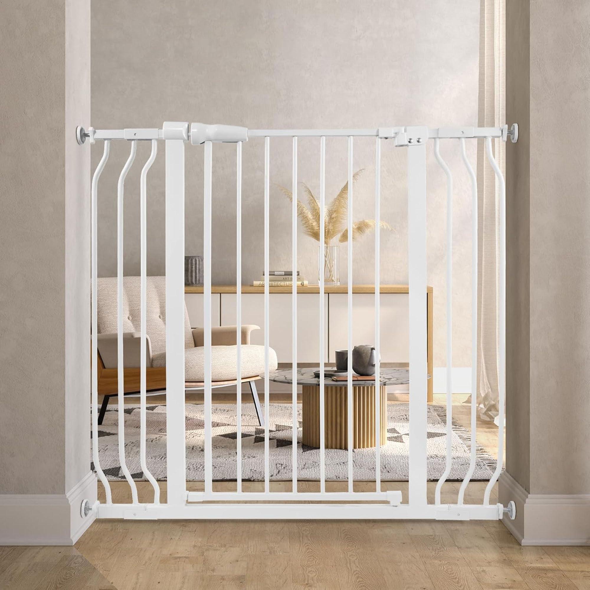 BalanceFrom BalanceFrom Easy Walk-Thru Safety Gate for Doorways and Stairways with Auto-Close/Hold-Open Features, 36-Inch Tall, Fits 29.1 - 43.3 Inch Openings, White