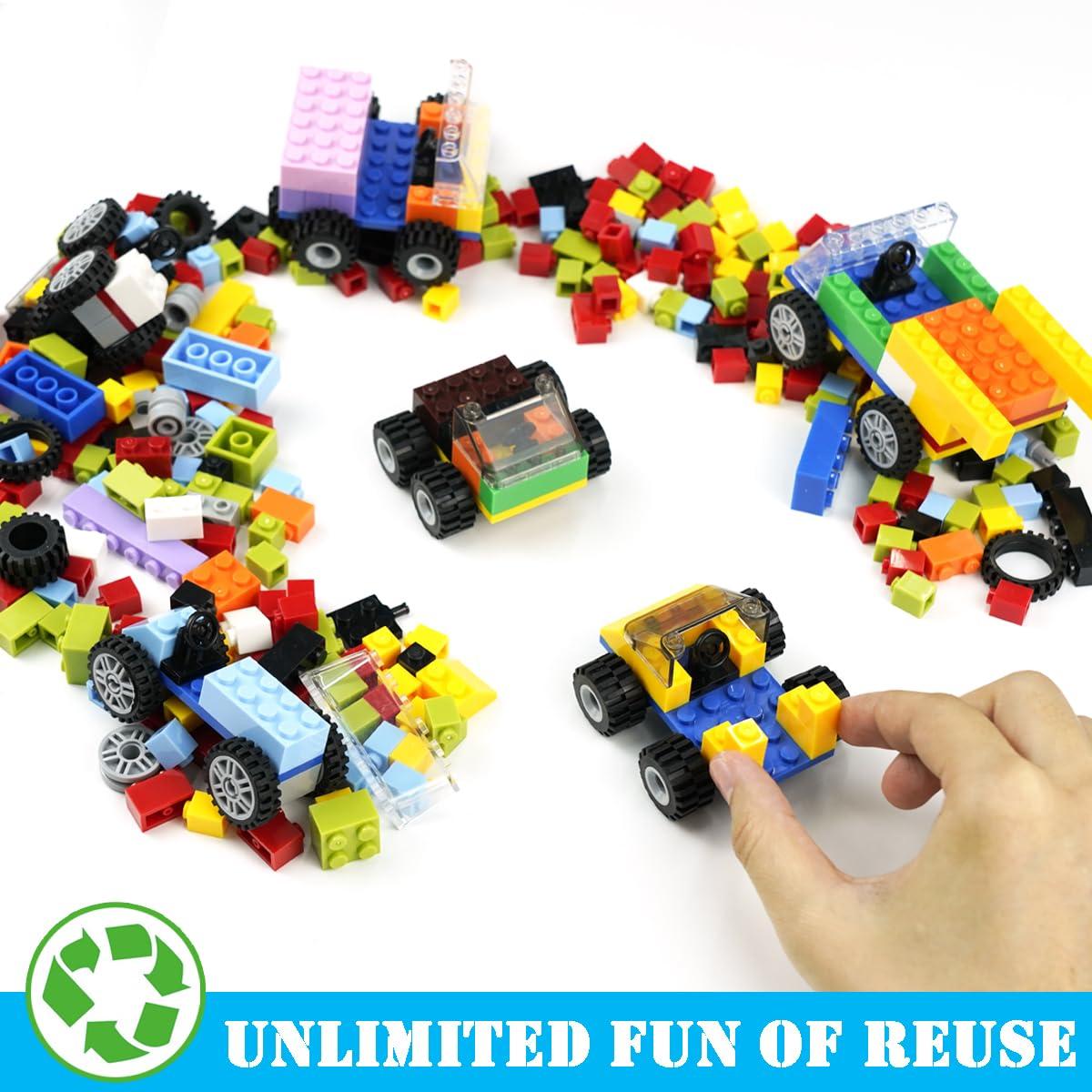 Pamvava Classic Bricks Wheels and Axles Sets, Over 400pcs Car Parts and Pieces Tires, Educational Building Kits Toys