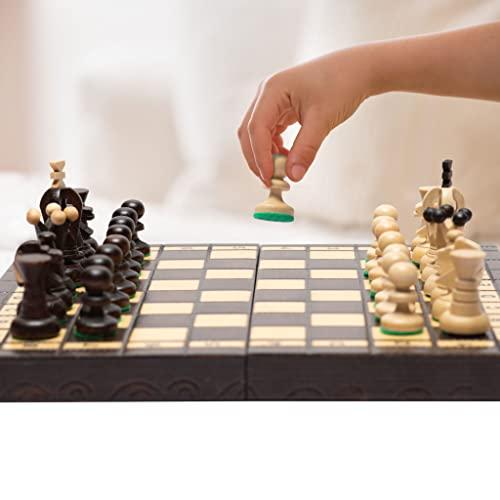 Husaria Husaria European International Chess Wooden Game Set, King\'s Continental - 11.3-Inch Small Size Chess Set with Folding Board and Felt Bottom Chessmen