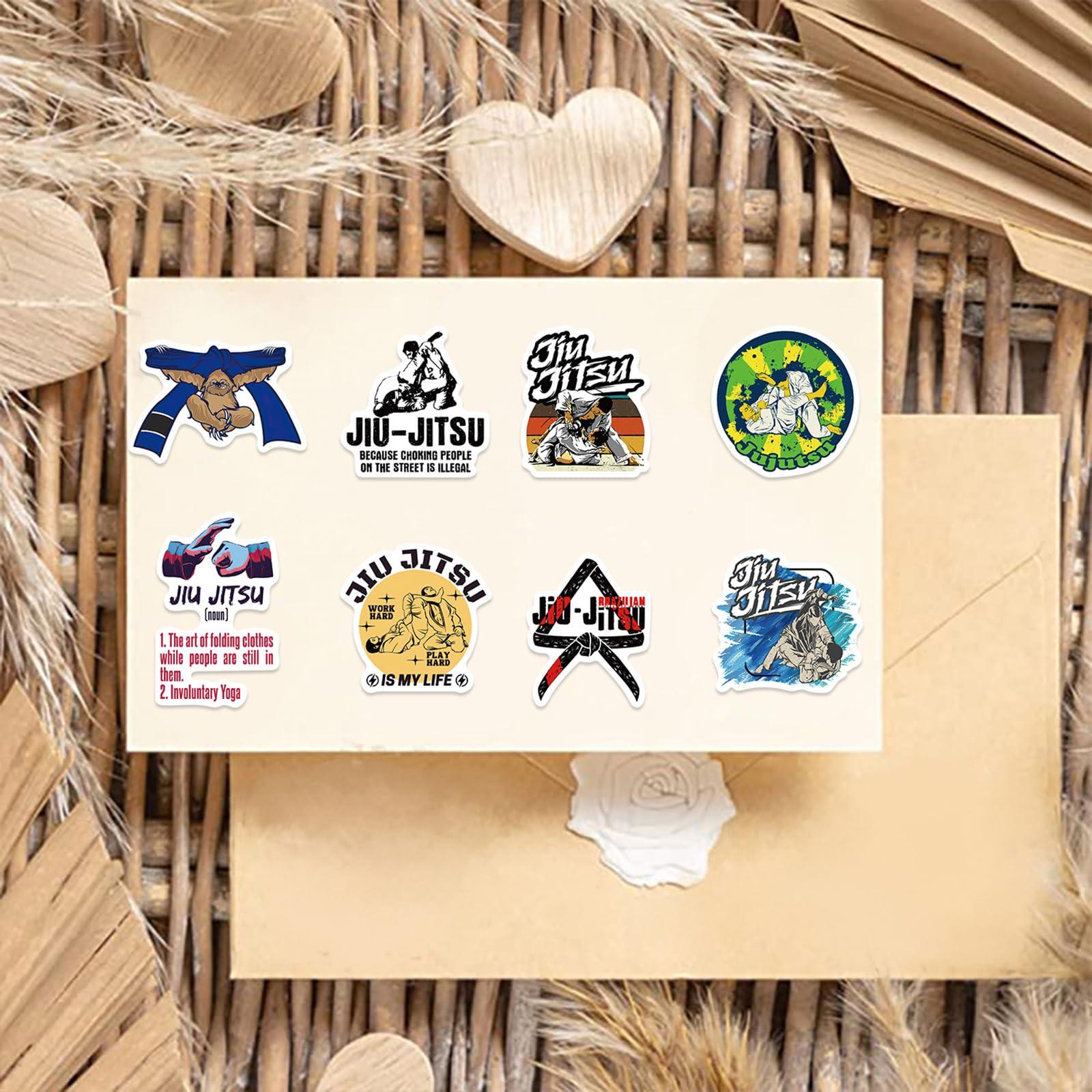 LIANKONG Jiu Jitsu Stickers, Brazilian Jiu Jitsu Party Favors Supplies Birthday Decorations Gifts Sport Aesthetic Vinyl Waterproof Stickers for Kids Teens for Water Bottle Laptop