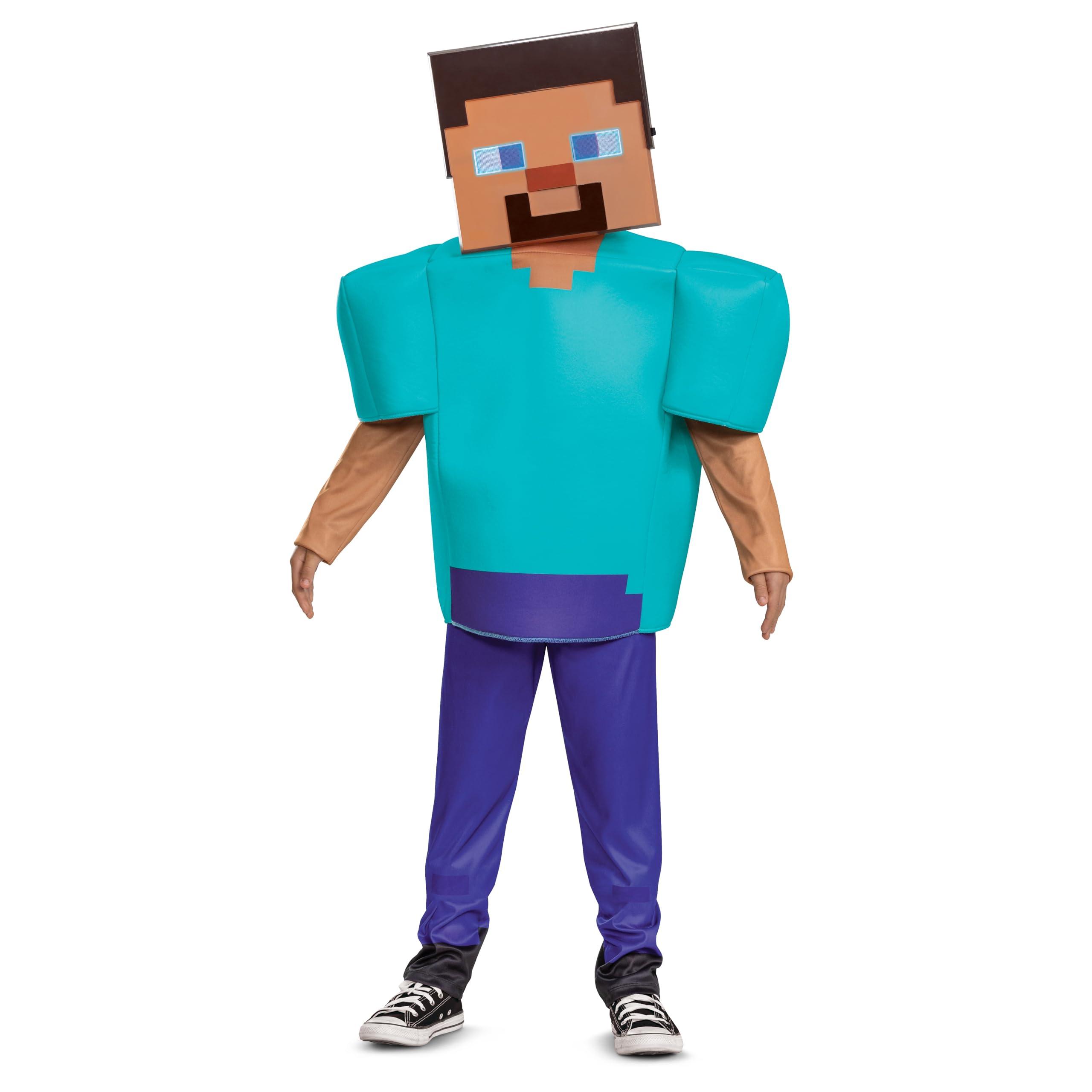 Disguise Disguise Herobrine Steve Costume, Official Minecraft Deluxe Kids Costume with Mask, Size (4-6)