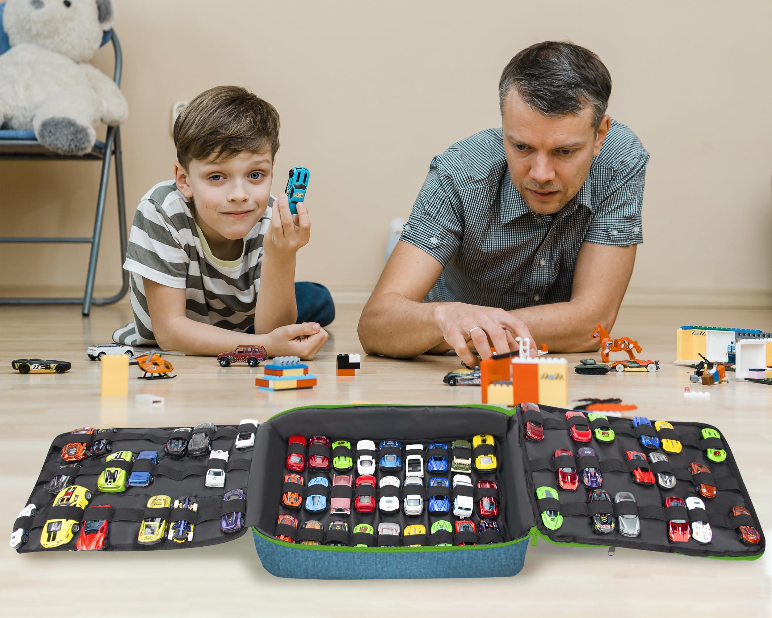 KISLANE KISLANE Ultimate Toy Cars Storage, Versatile Dual Compartment Toy Cars Case with 4 Storage Pages, Holds 108 Cars - Perfect Toy Cars Carrying Case and Matchbox Cars Storage Case(Bag Only,Blue)