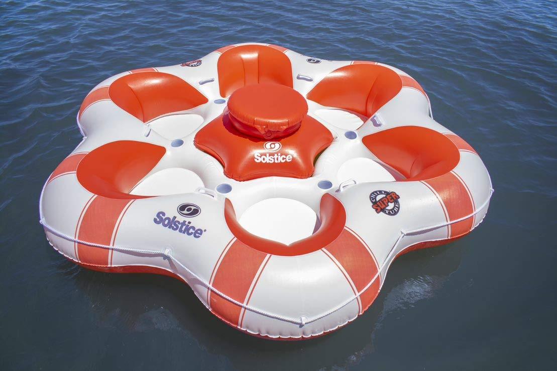 Swim Central Swim Central Super Chill 6 Person Inflatable Island Float - 99" - Orange and White