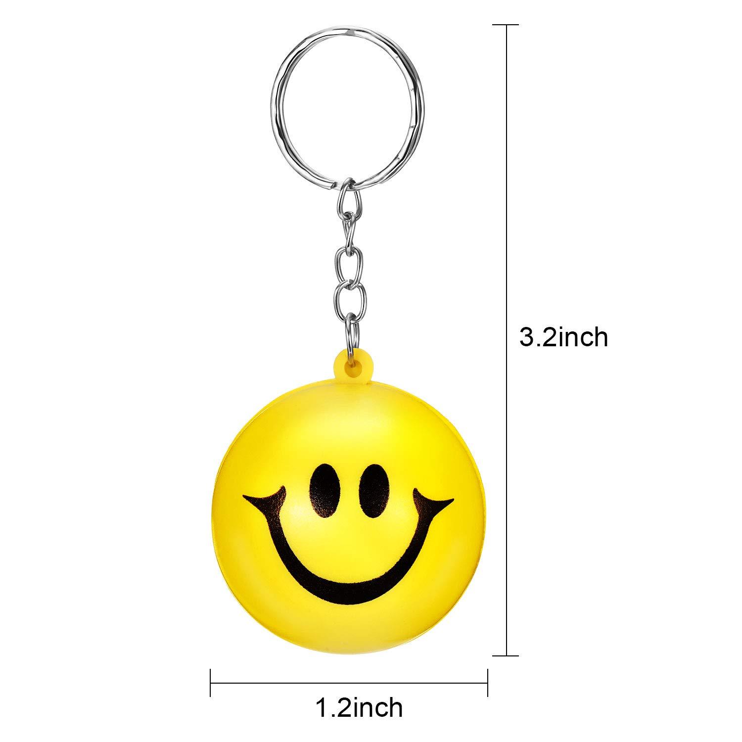 Blulu Blulu 20 Pack Smile Stress Balls Keychains Mini Foam Ball Keychains Yellow Funny Face Stress Balls Keychains for Party Favors, School Carnival Reward, Birthday Party Supplies, Goodie Bag Stuffers