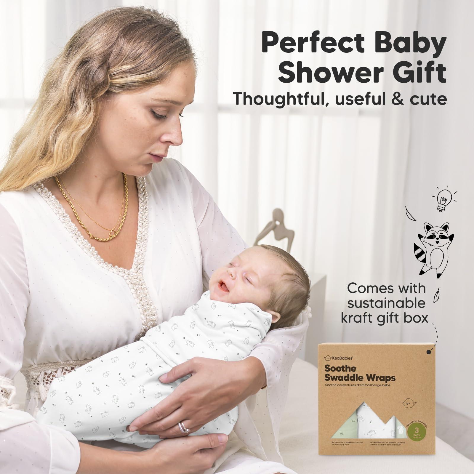 KeaBabies 3-Pack Organic Baby Swaddle Sleep Sacks - Newborn Swaddle Sack, Ergonomic Baby Swaddles 0-6 Months,Swaddles for Newborns, Baby Sleep Sack, Baby Swaddle Blanket Wrap,Baby Essentials(Bunnies, L)