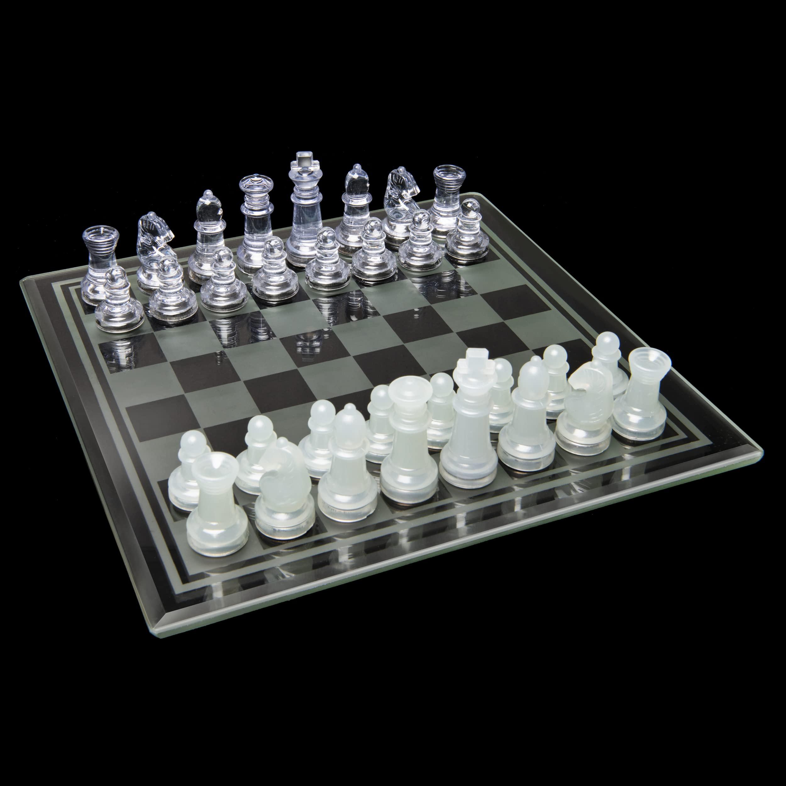 Spin Master Game Chess & Checkers with Glass Board