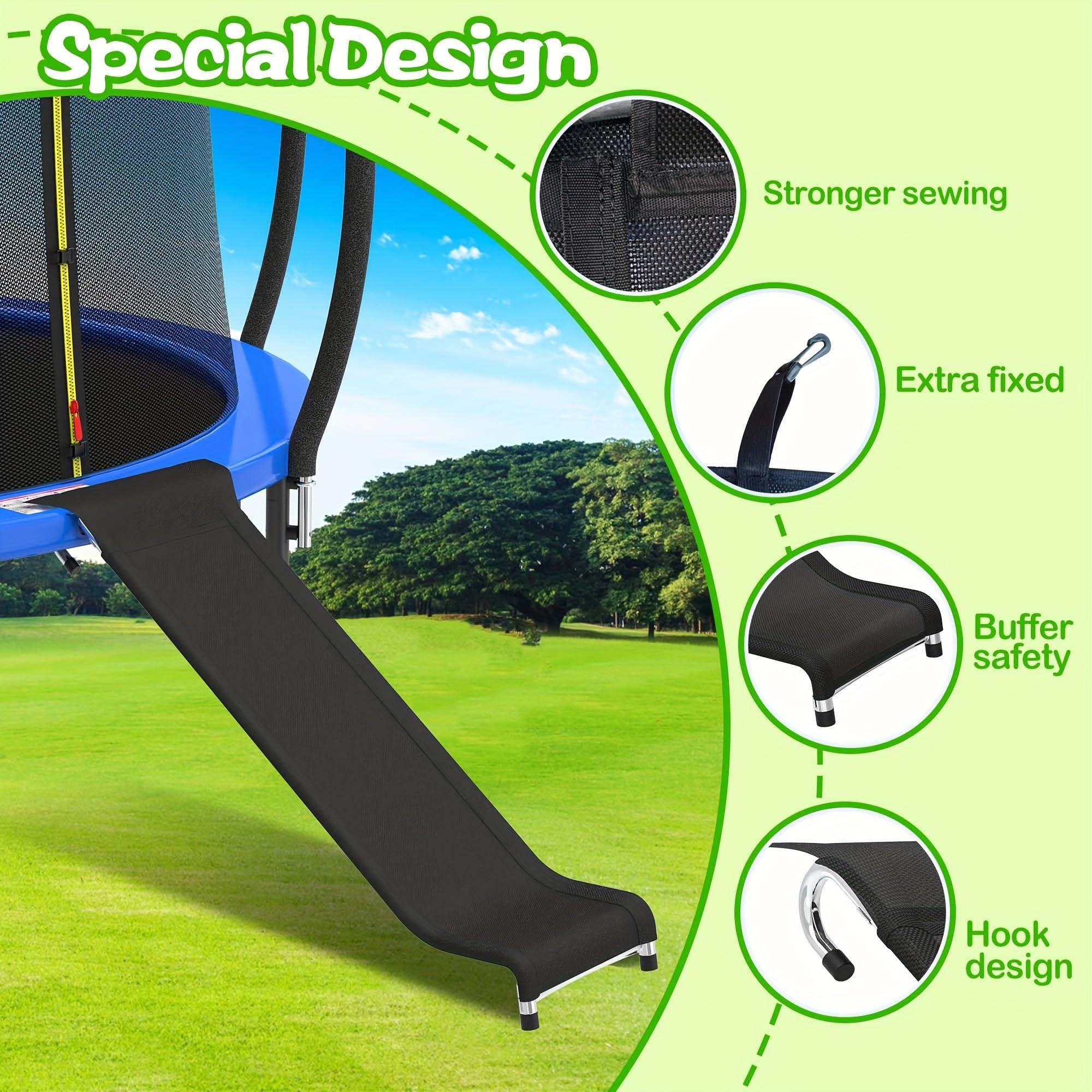 ToysCentral Basics Trampoline Ladder Slide Kit, Universal trampoline ladder & Slide 2 step wide trampoline safety ladder stairs and strong tear resistant trampoline slide