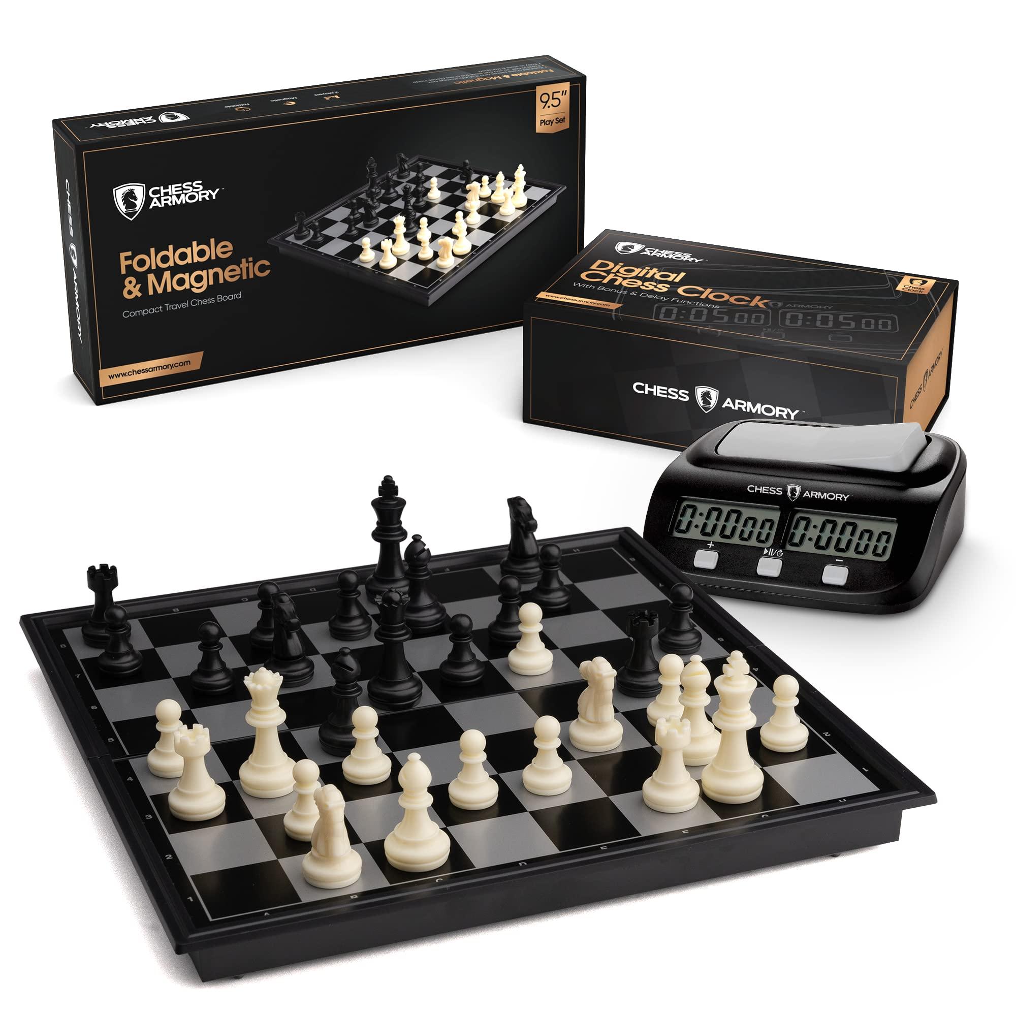 Chess Armory Chess Armory Travel Chess Set and Chess Clock Bundle