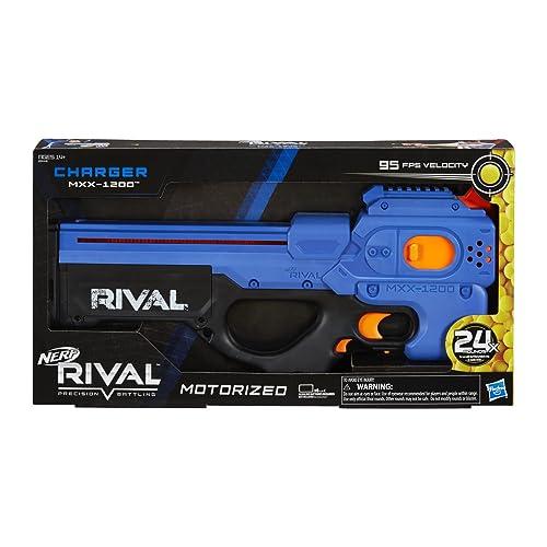 NERF NERF Rival Charger MXX-1200 Motorized Blaster - 12-Round Capacity, 100 FPS Velocity - Includes 24 Official Rival Rounds - Team Blue