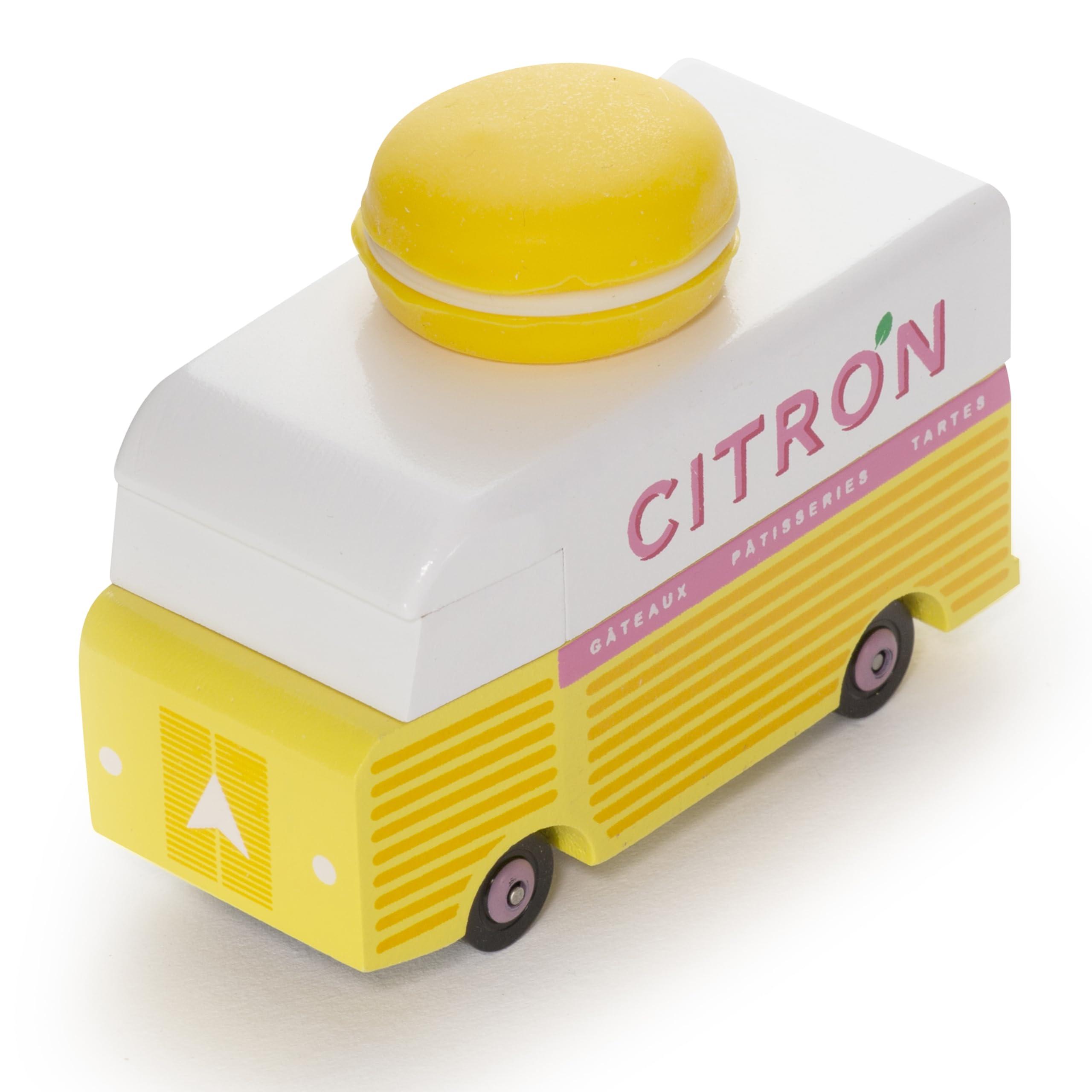 CANDYCAR Candylab Toys CANDYCAR Wooden Food Truck Collection - Citron Macaron Van, Premium Handcrafted Beech Wood Toy Car