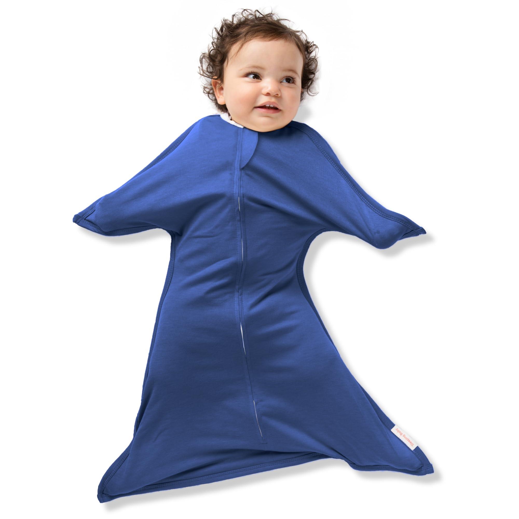 SleepingBaby SleepingBaby Zipadee-Zip Transitional Swaddle Sack, 6-12 Month - Roomy Zipper Swaddle for Easy Diaper Changes and Proper Hip Development - Baby Swaddle Sack, Medium - Classic Navy