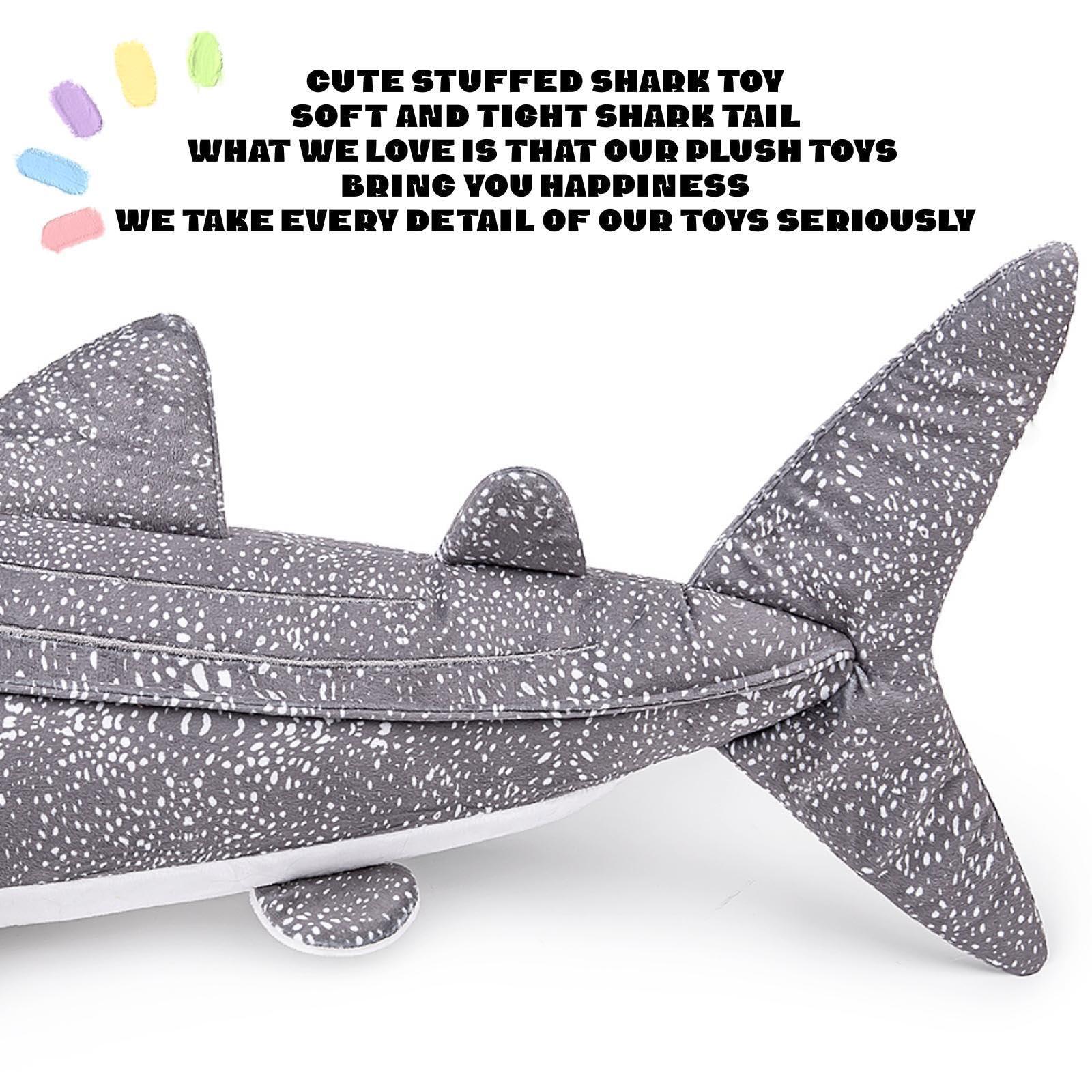 FRANKIEZHOU FRANKIEZHOU Simulation Giant Whale Shark Plush,Stuffed Animal,Plush Toy,Soft Toy,Stuffed Toy,Cuddly Toys,Gifts for Kids,Gray 23 Inches