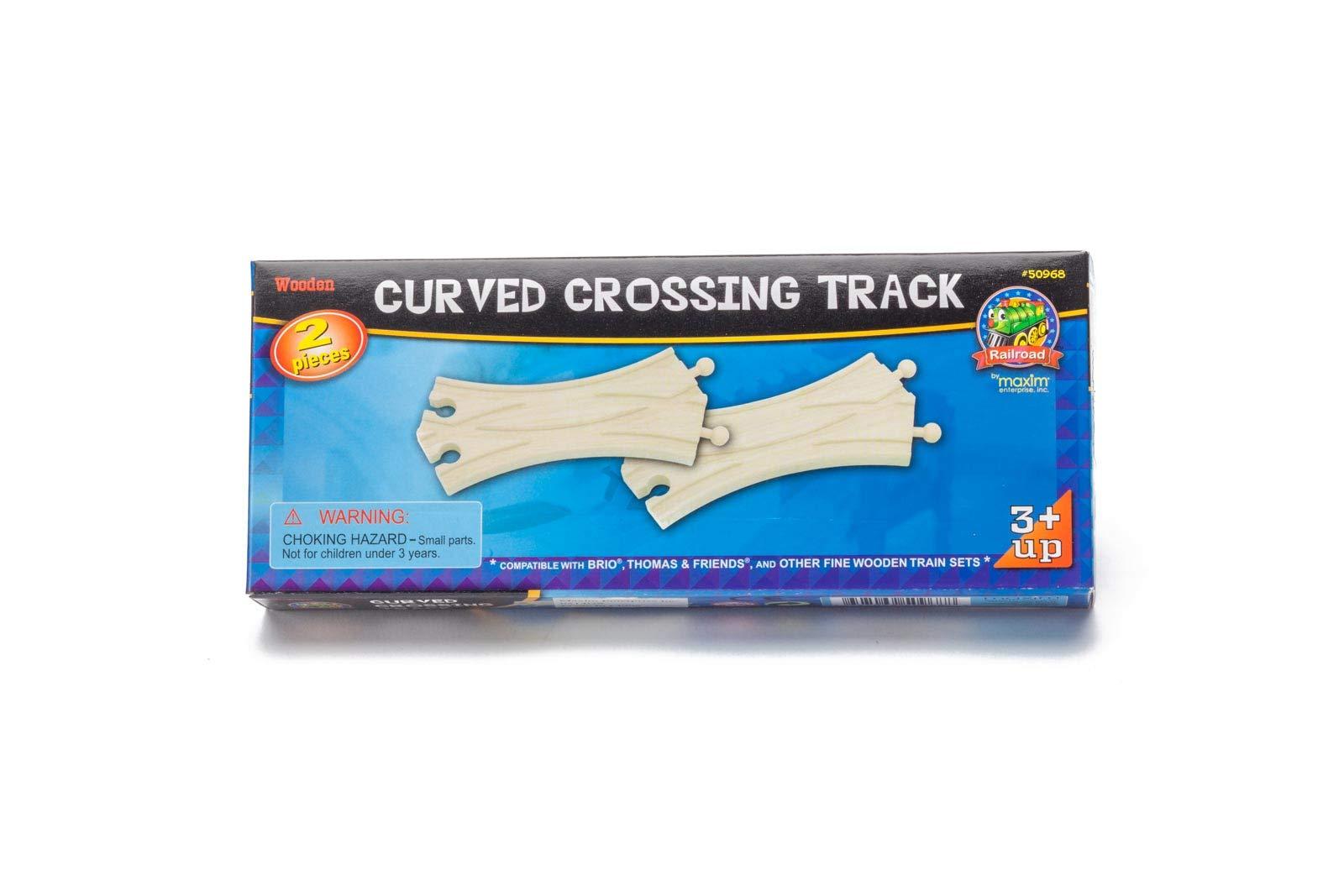 maxim enterprise, inc. maxim enterprise, inc. Curved Crossing Track for Wooden Toy Train, 2 Pcs Wood Train Track Set to Let Trains Switch to Other Side of Track, Compatible with Major Name Brand Wooden Train Sets