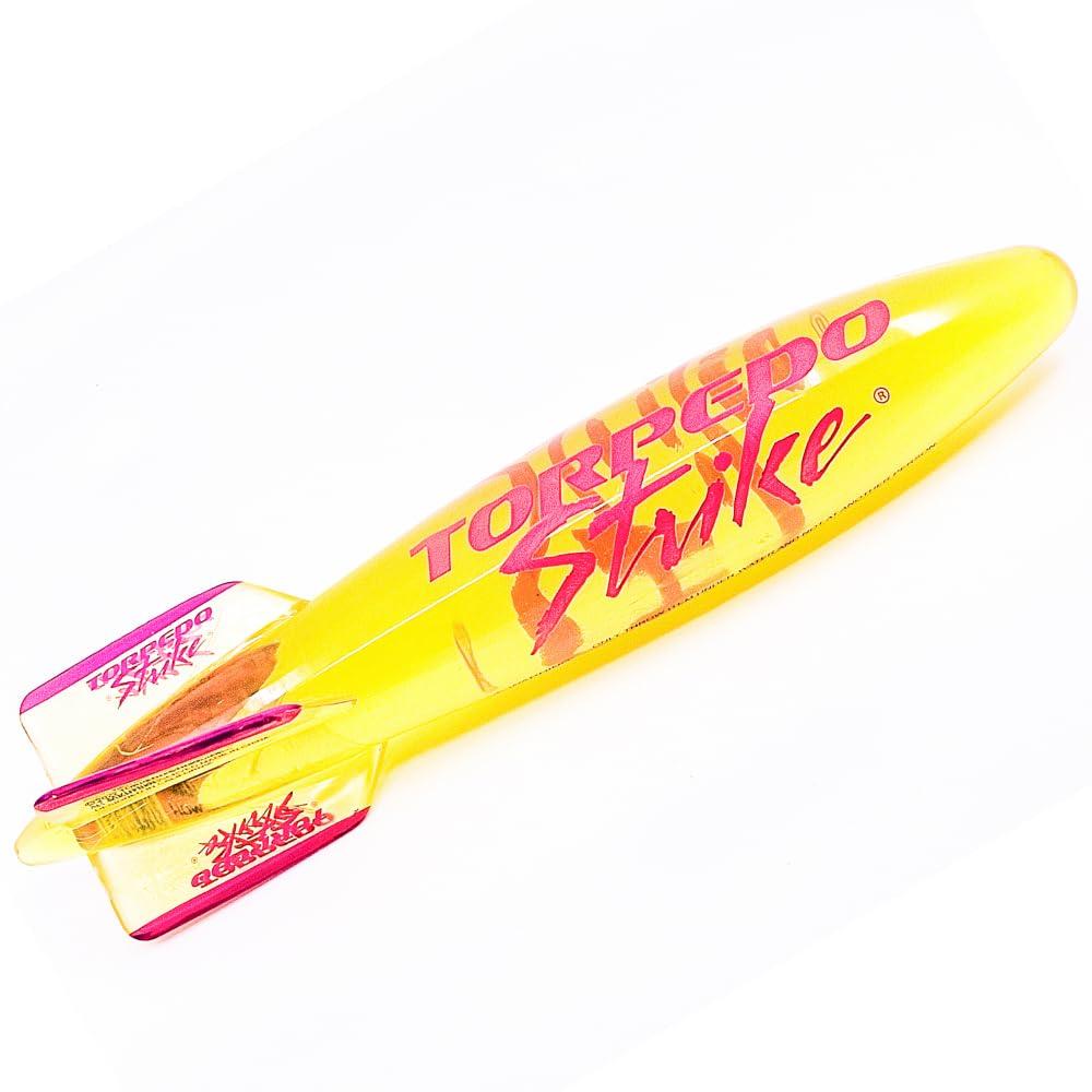 Torpedo Strike Torpedo Strike SpinFin 10.25\" Large Pool Torpedo Rocket Spins & Glides Up to 30 Feet Like Underwater Football for Under Water Passing Games Underwater Torpedo Diving Toy Glider (Yellow)