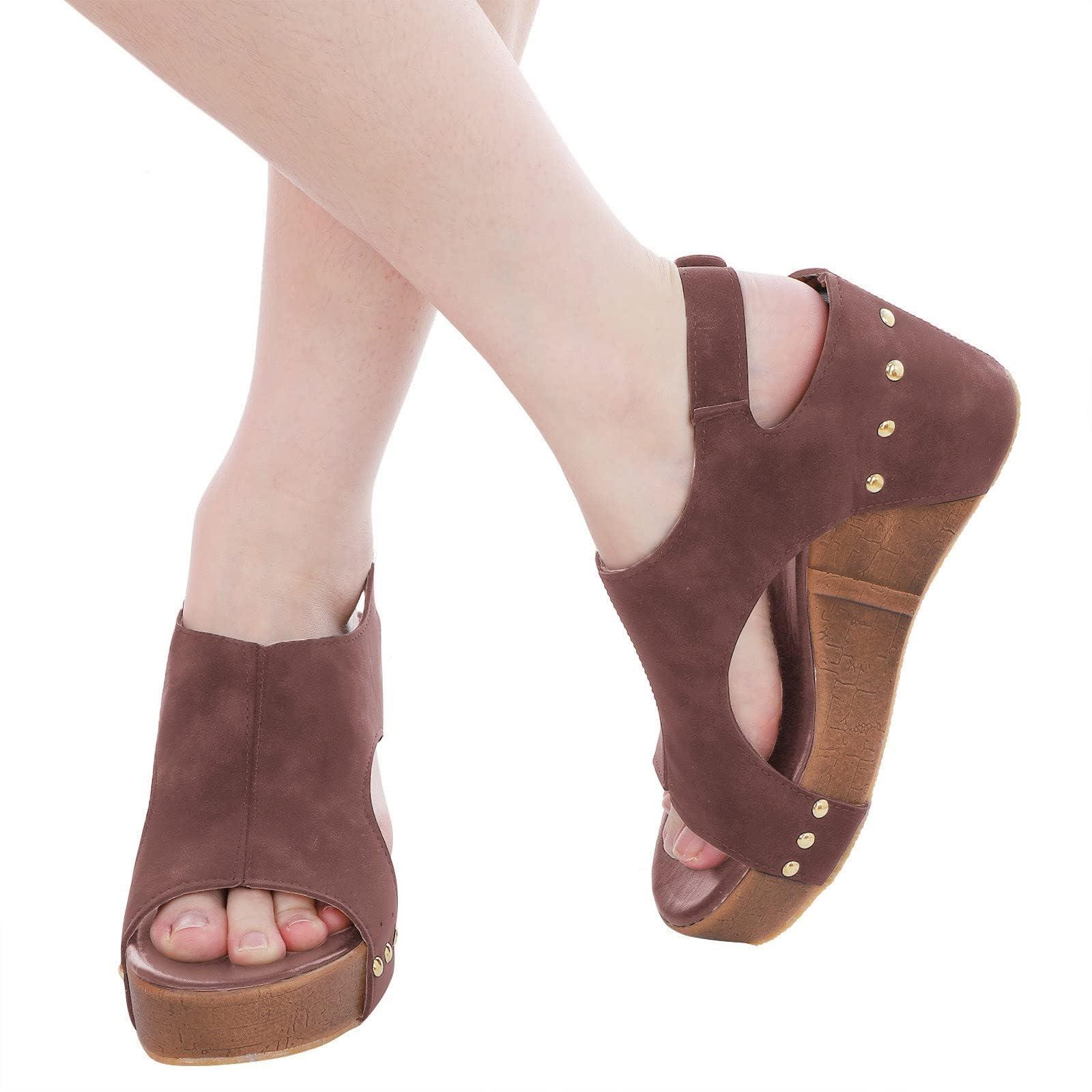 ZBYY ZBYY Womens Wedge Platform Sandals Peep Toe Buckle Ankle Strap Summer Wedding Casual Comfort Breathable Wedges Sandals