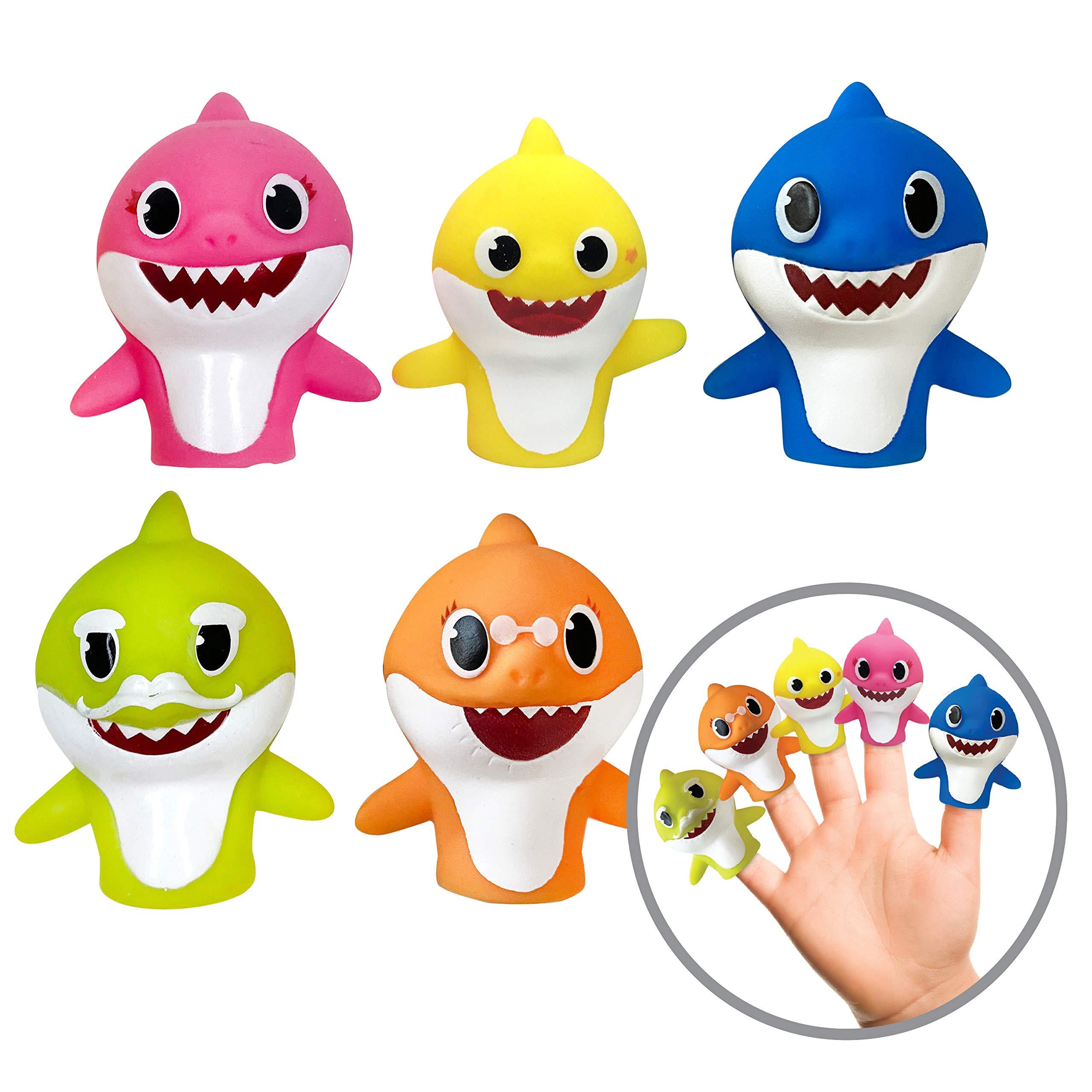 Ginsey Nickelodeon Baby Shark 5 Pc Finger Puppet Set - Party Favors, Educational, Bath Toys, Story Time, Beach Toys, Playtime,5 Count (Pack of 1)