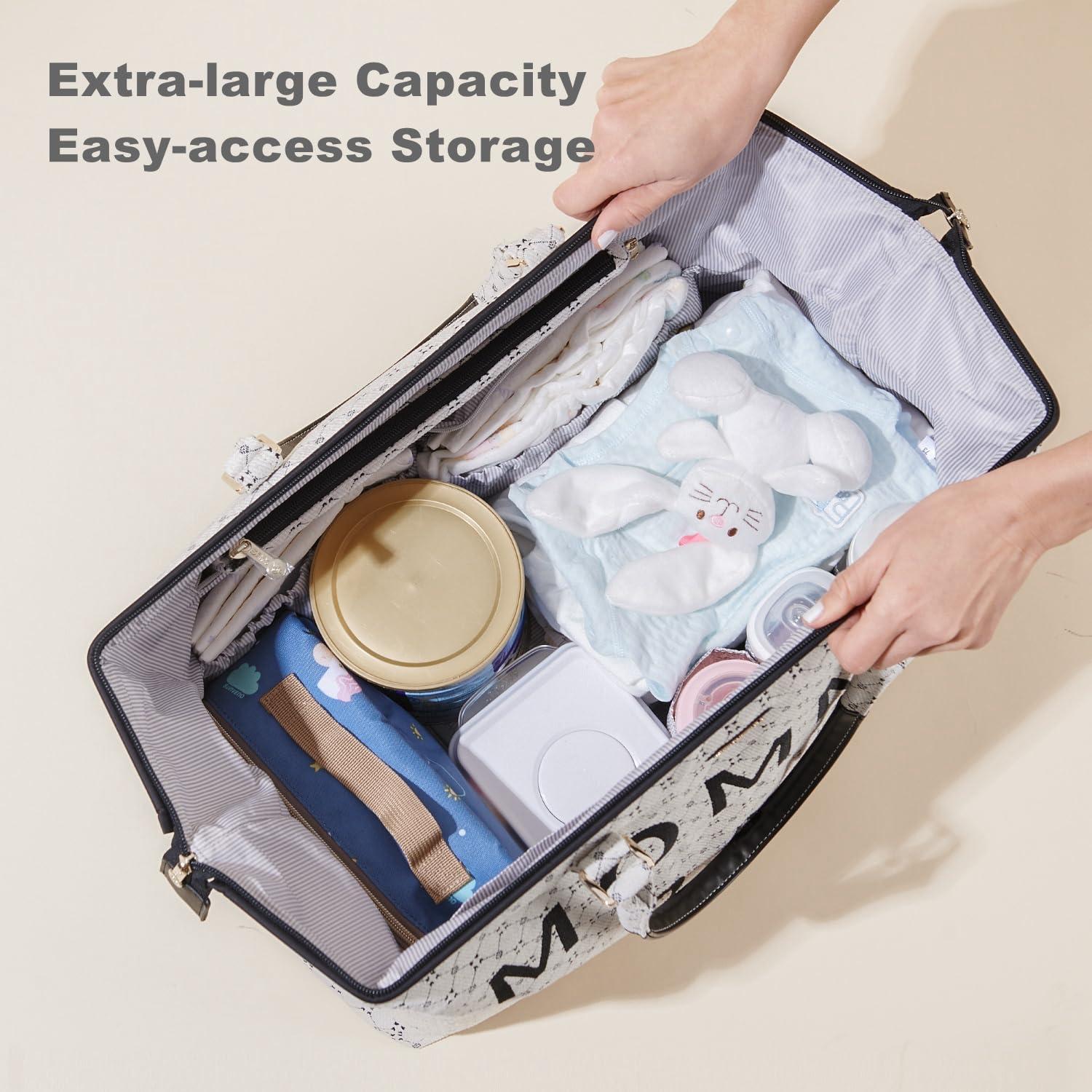 SUNVENO SUNVENO Diaper Bag Women Travel Bag Mommy Bag Weekender Bags Large Capacity duffle Bag, White