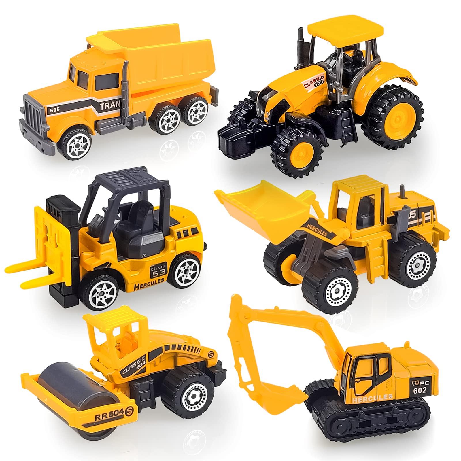 Blooming lilies 6 Pack Diecast Construction Vehicle Toy, Mini Model Construction Vehicle Toy Set for Boys Girls Age 1-3 4 5 6 7 Years Birthday Party Favors Gift & Goodie Bags Stuffers