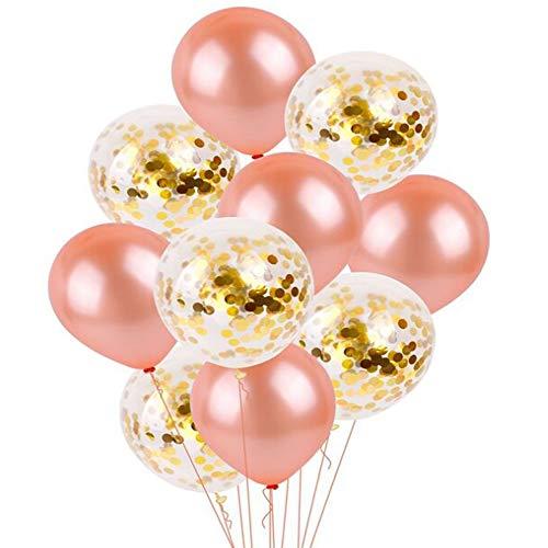 Geenber 49Pcs Rose Gold Party Decorations Set Including 20Pcs Rose Gold Latex Balloons,10Pcs Confetti Balloons,13Pcs Happy Birthday Banner Party Decor Kit, 4pcs Foil Balloons and 2Pcs Metallic Foil Curtains