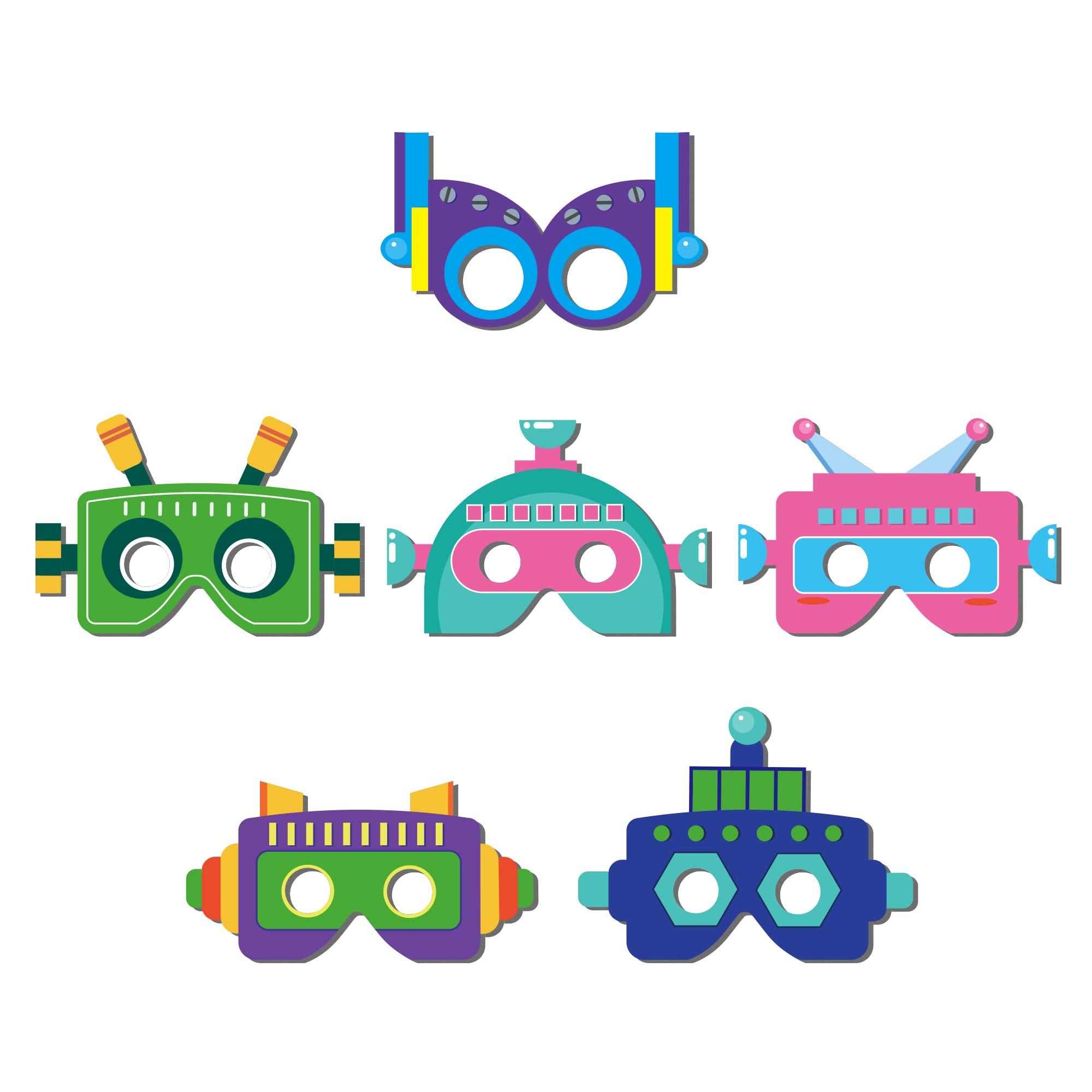 Lide Road 12 PCS Robot Paper Masks Robot Birthday Party Cosplay Masks for Birthday Party Bots Party Supplies Gift Robots Party Favor Birthday Cosplay Dress up Costumes for Kids Boy Girl Party Favors